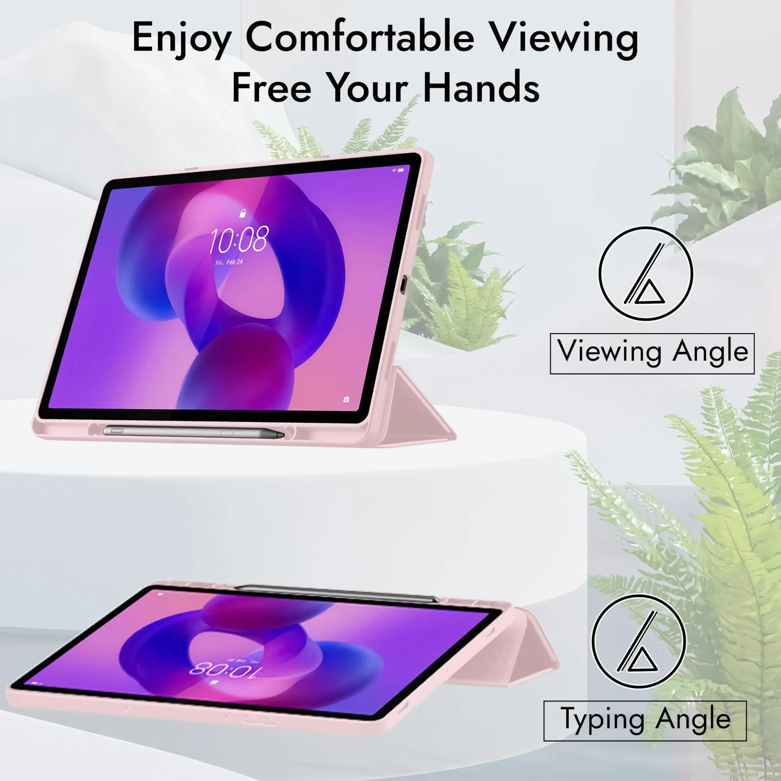 "DL3 Mobilak Cover Compatible with Lenovo Tab M11/Tab K11 LTE 11"" 2024 TB330FU Tablet Case with Pencil Holder, Soft TPU Back Trifold Stand Protective Smart Cover Flip, Auto Wake&Sleep - Rose Gold"
