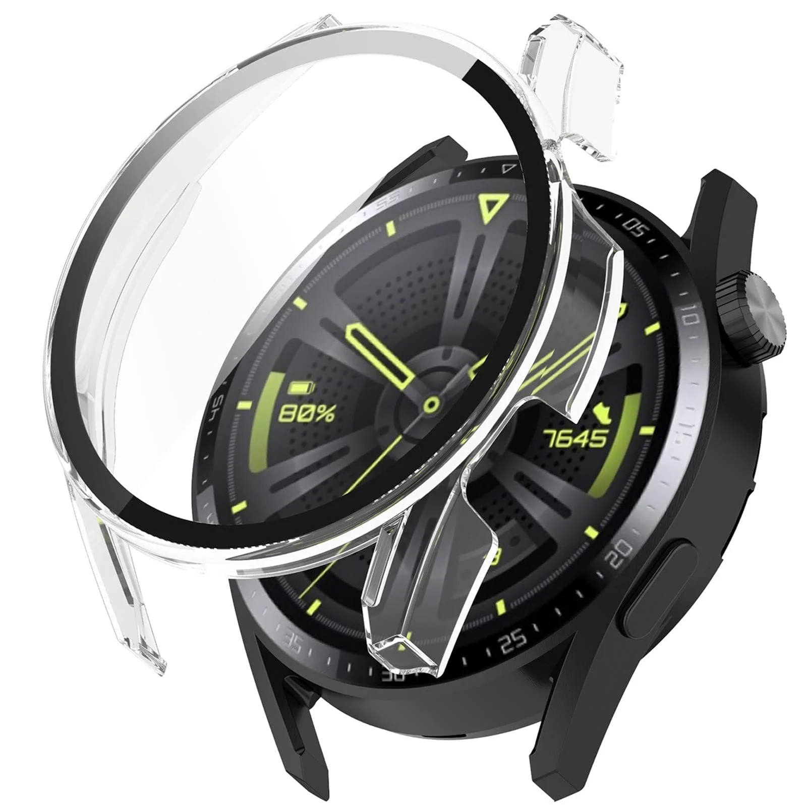 DL3 Mobilak Protective Case Compatible with Huawei Watch GT3 46mm 9H Hardness PC Case Bumper Full Slim Protective Cover with Tempered Glass For Huawei Watch GT 3 46mm