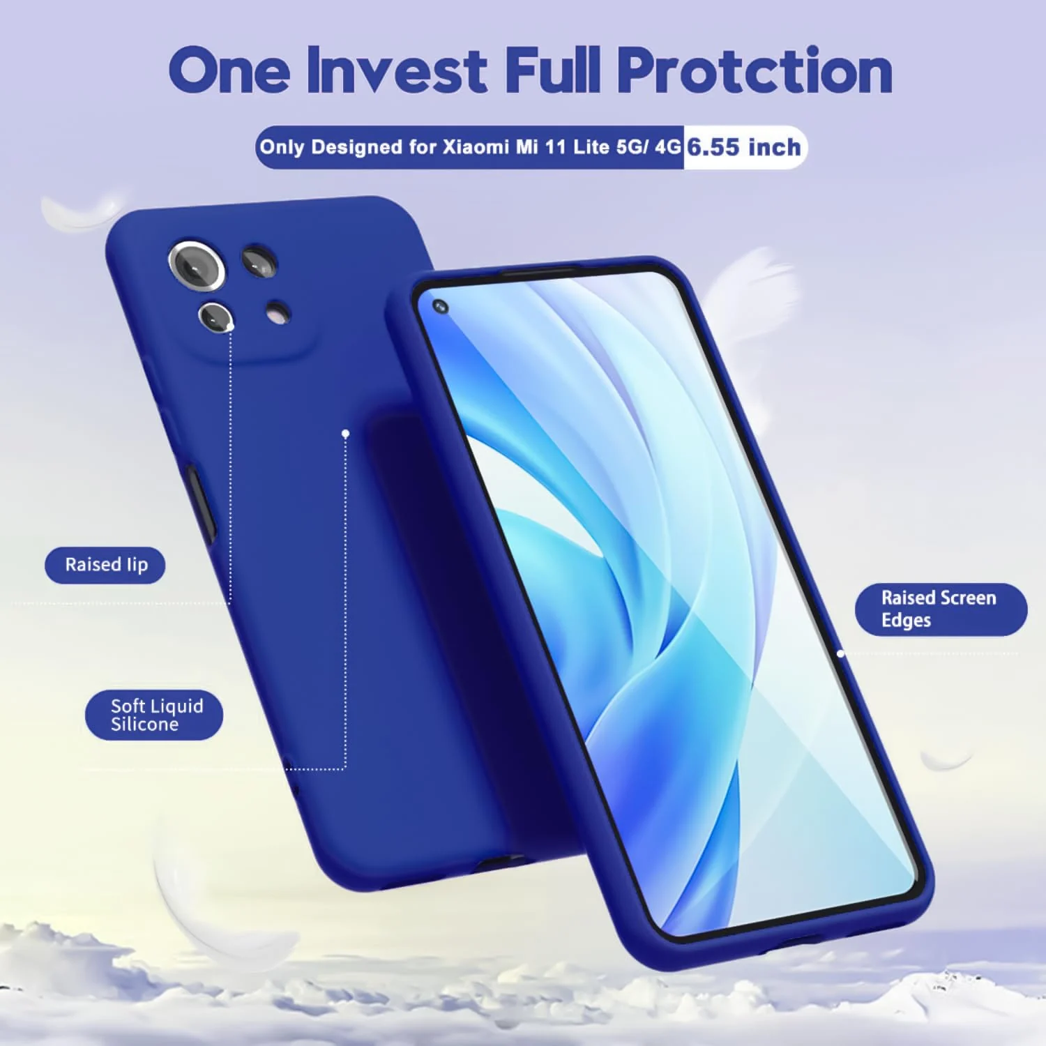 DL3 Mobilak Liquid Silicone Protective Case with Soft Microfiber Lining with Full Camera Protection for Xiaomi Mi 11 Lite 4G / 5G & Mi11 Lite 5G NE - Pepsi
