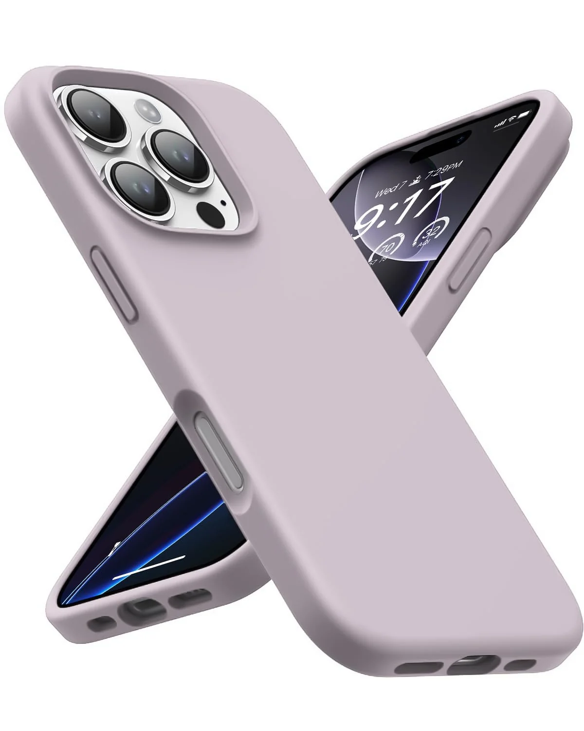 DL3 Mobilak Liquid Silicone Protective Case with Soft Microfiber Lining for iPhone 16 Pro Max - Lavender Pink