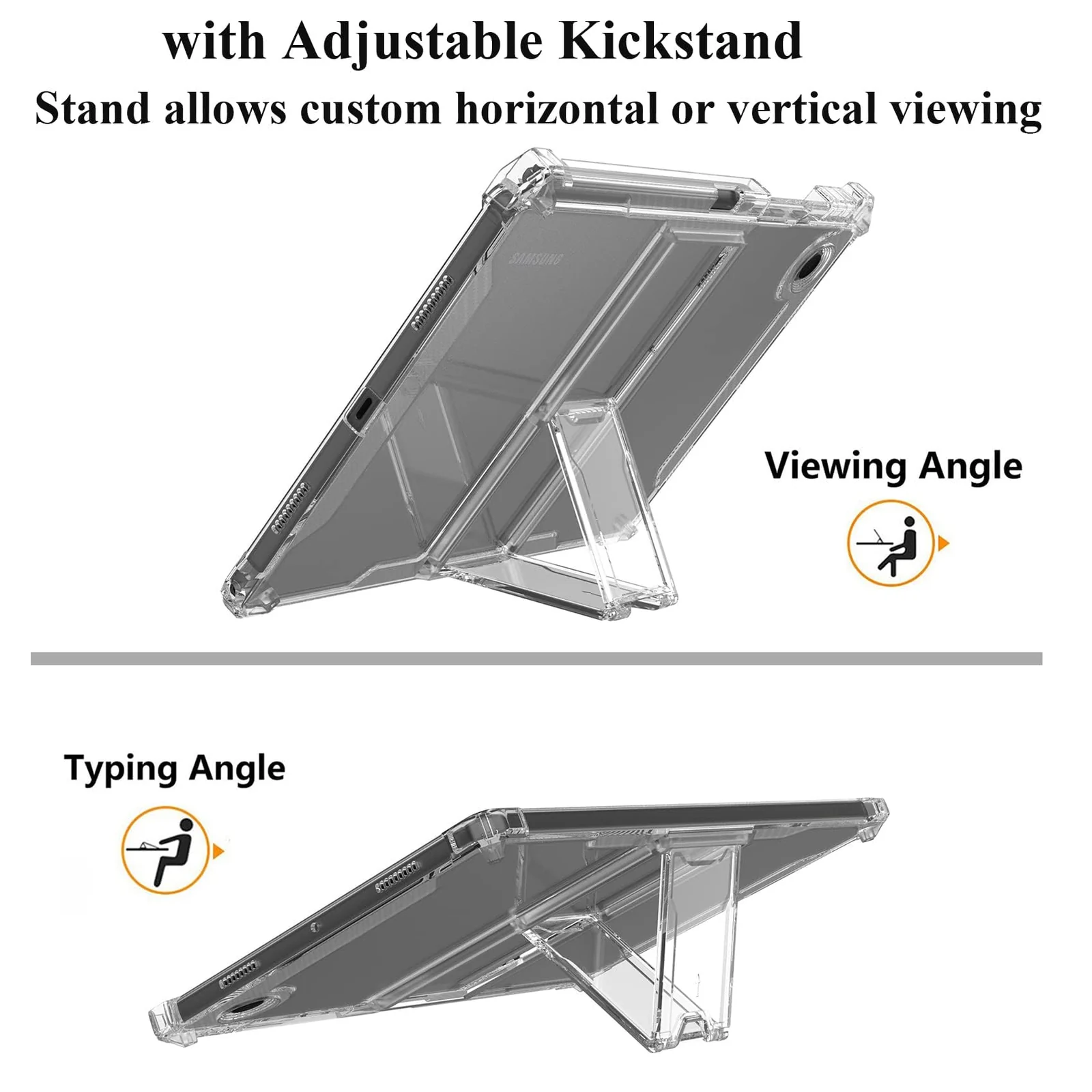 DL3 Mobilak Transparent Stand Case for Samsung Galaxy Tab S6 Lite 10.4-Inch 2024/2022/2020 Shockproof, Thin Slim Lightweight Anti-Yellowing Bumper, Kickstand Cover, with Pencil Holder - Clear