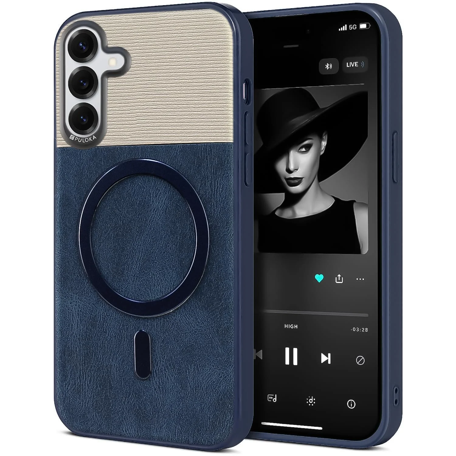 Dl3 Mobilak Premium Leather Magnetic Case for Samsung Galaxy A17 Compatible with MagSafe – Shockproof Protective Cover with Full Camera Protection, Slim Luxury Design (Black)
