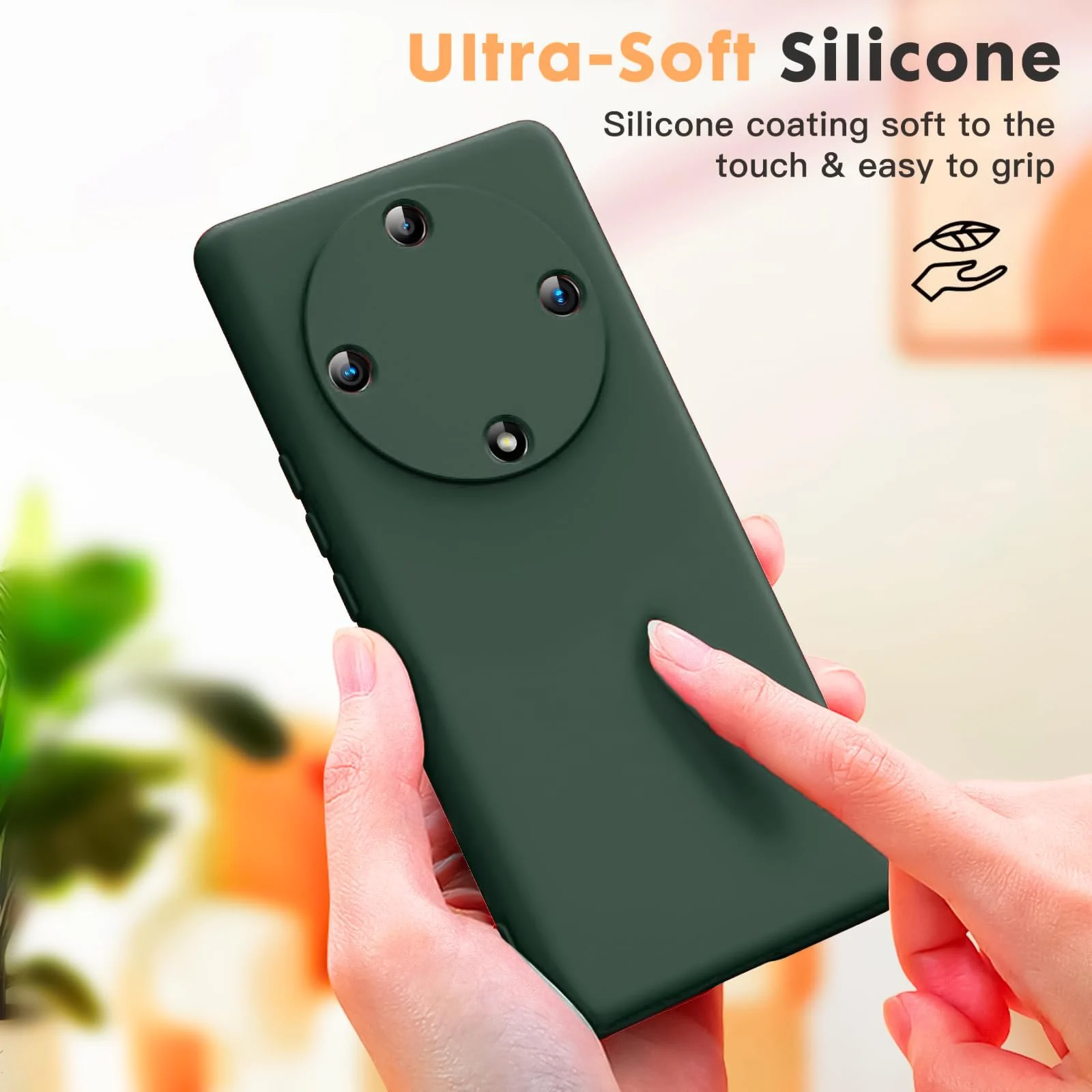 DL3 Mobilak Silicone Protective Case for Honor X9a, Shock-absorbing protection, Scratch-resistant surface, Soft microfiber lining - Green