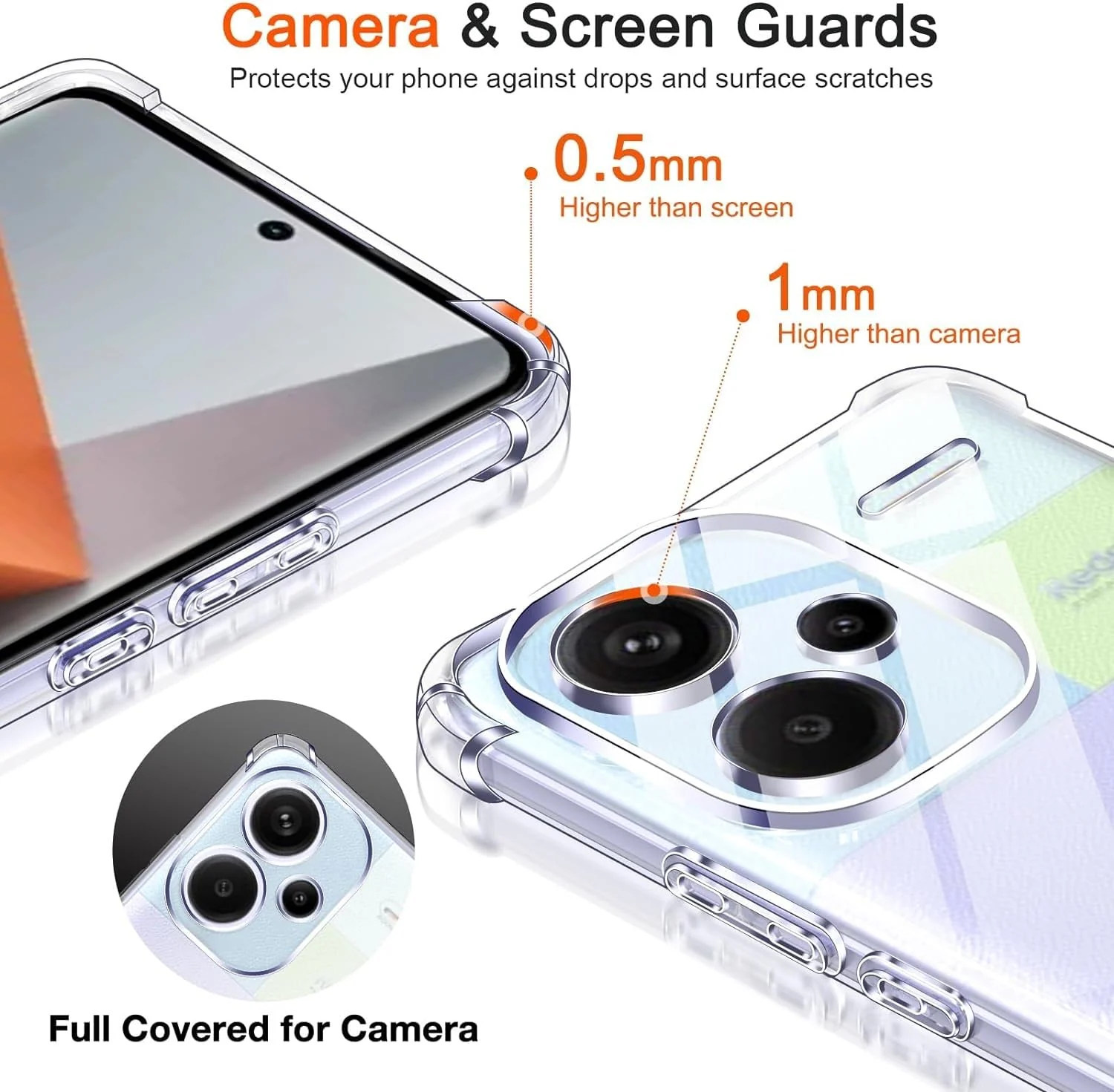 DL3 Mobilak Case Compatible with Xiaomi Redmi Note 13 Pro Plus 5G (Not for Note 13 Pro 5G), Cover Silicone TPU Gorilla Anti-shock Protector Camera Shockproof Corners - Clear
