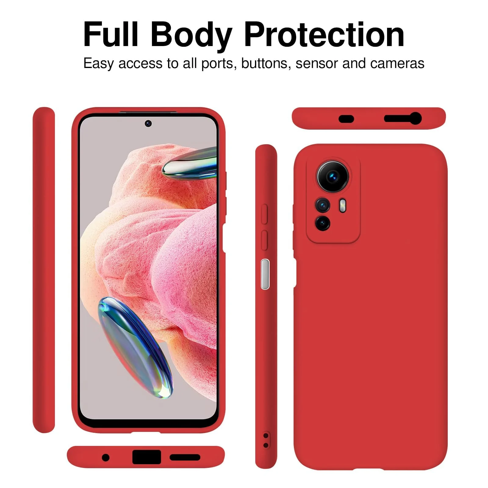 DL3 Mobilak Liquid Silicone Case for Xiaomi Redmi Note 12S, Shock-absorbing protection, Scratch-resistant surface, Soft microfiber lining - Red