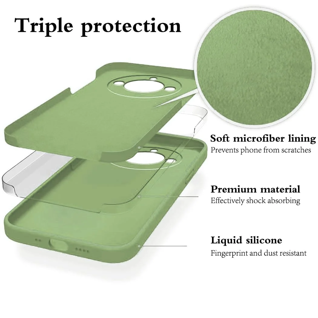 DL3 Mobilak Liquid Silicone Protective Case for realme 11 Pro / realme 11 Pro+ Plus 5G with Microfiber Lining and Shockproof Design - Mint Green