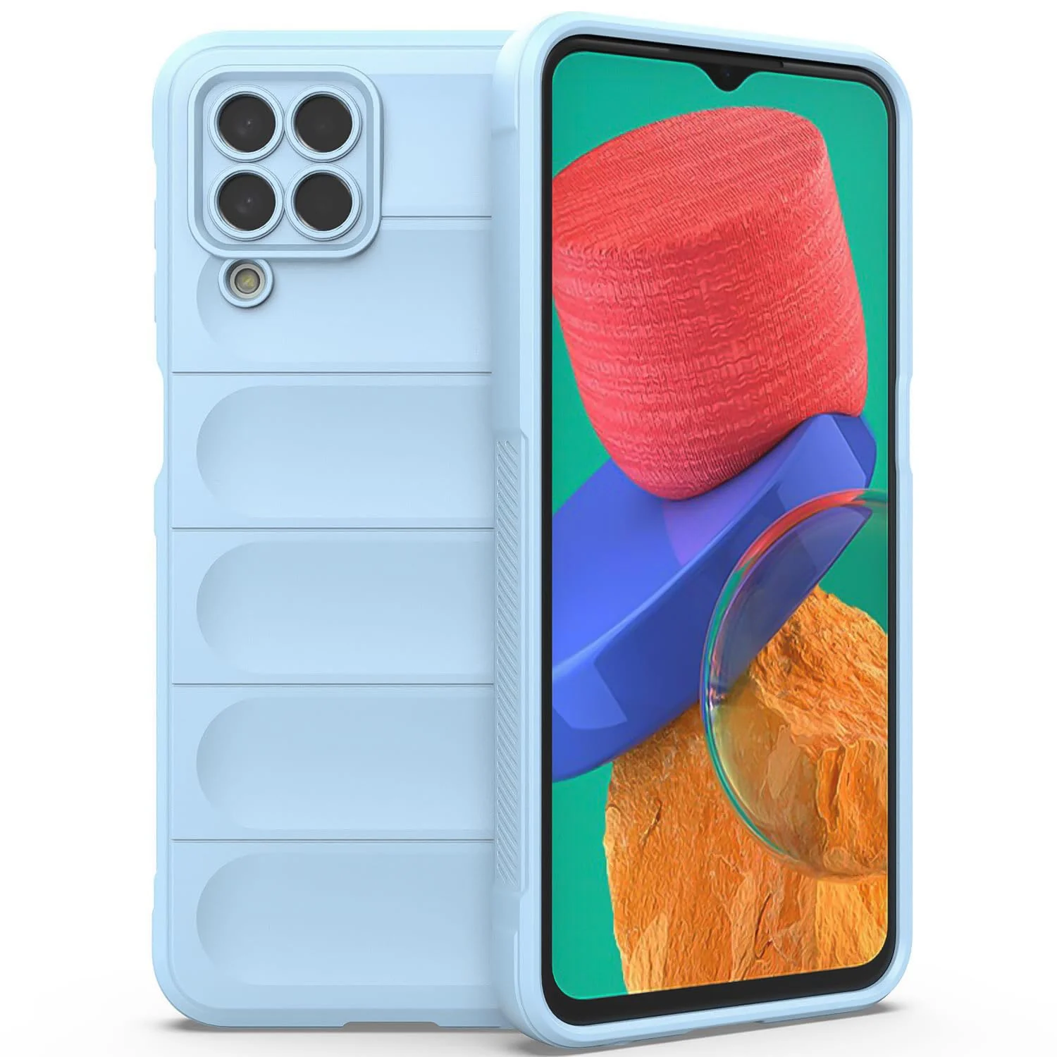 DL3 Mobilak Flexible Silicone and TPU Protective Case with Camera Protection for Samsung Galaxy M33 5G - Baby Blue