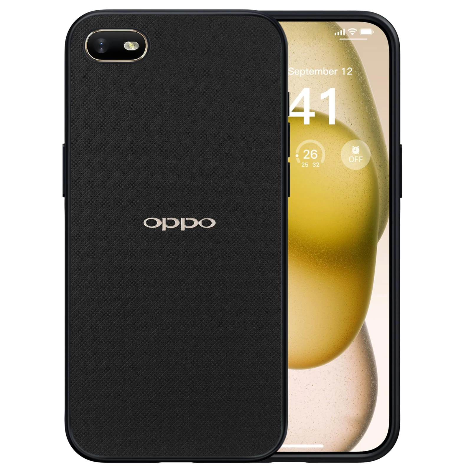 Dl3 Mobilak Compatible with Oppo A1K / Realme C2 Case Dual Layer Heavy Duty Cell Phone Protective Cover Shockproof Rugged with Non-Slip Textured - Black