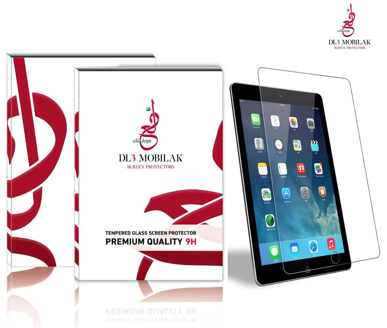 DL3 Mobilak Screen Protector For iPad 6th/5th Generation (9.7 Inch, 2018/2017 Model), iPad Air 2 & 1st, iPad Pro 9.7 Tempered Glass Film [HD Crystal ] [Easy Installation] [Scratch Resistant] - Clear