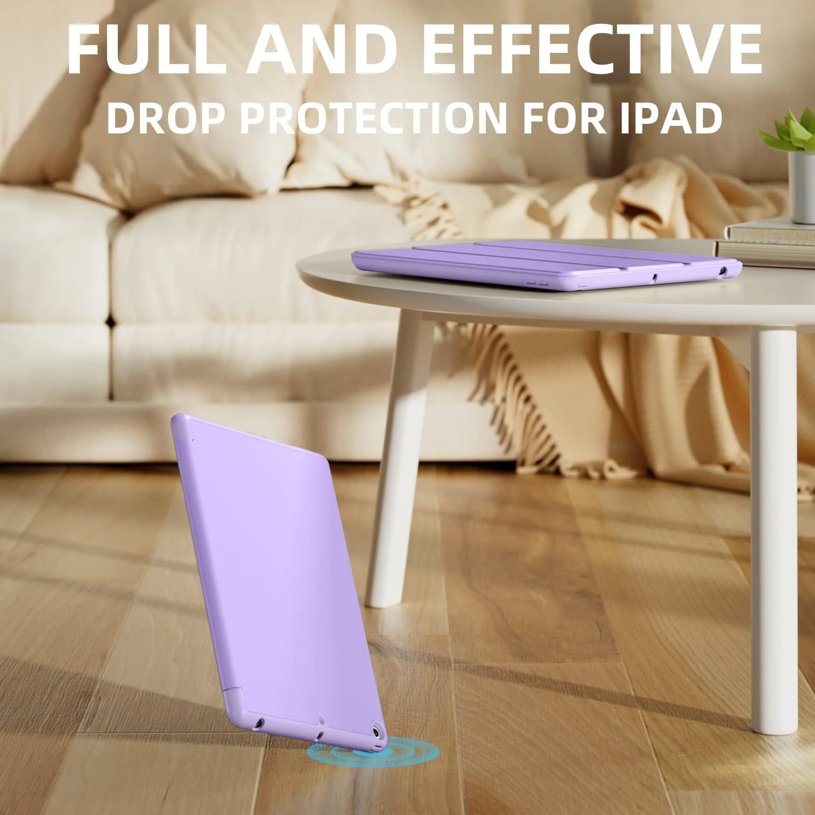 DL3 Mobilak iPad 9th/ 8th/ 7th Generation, Case for iPad 10.2-Inch 2021/2020/ 2019 with Pencil Holder, iPad 7th Gen 2019 Case with Soft Silicone Back, Auto Wake/Sleep Cover - Light Purple