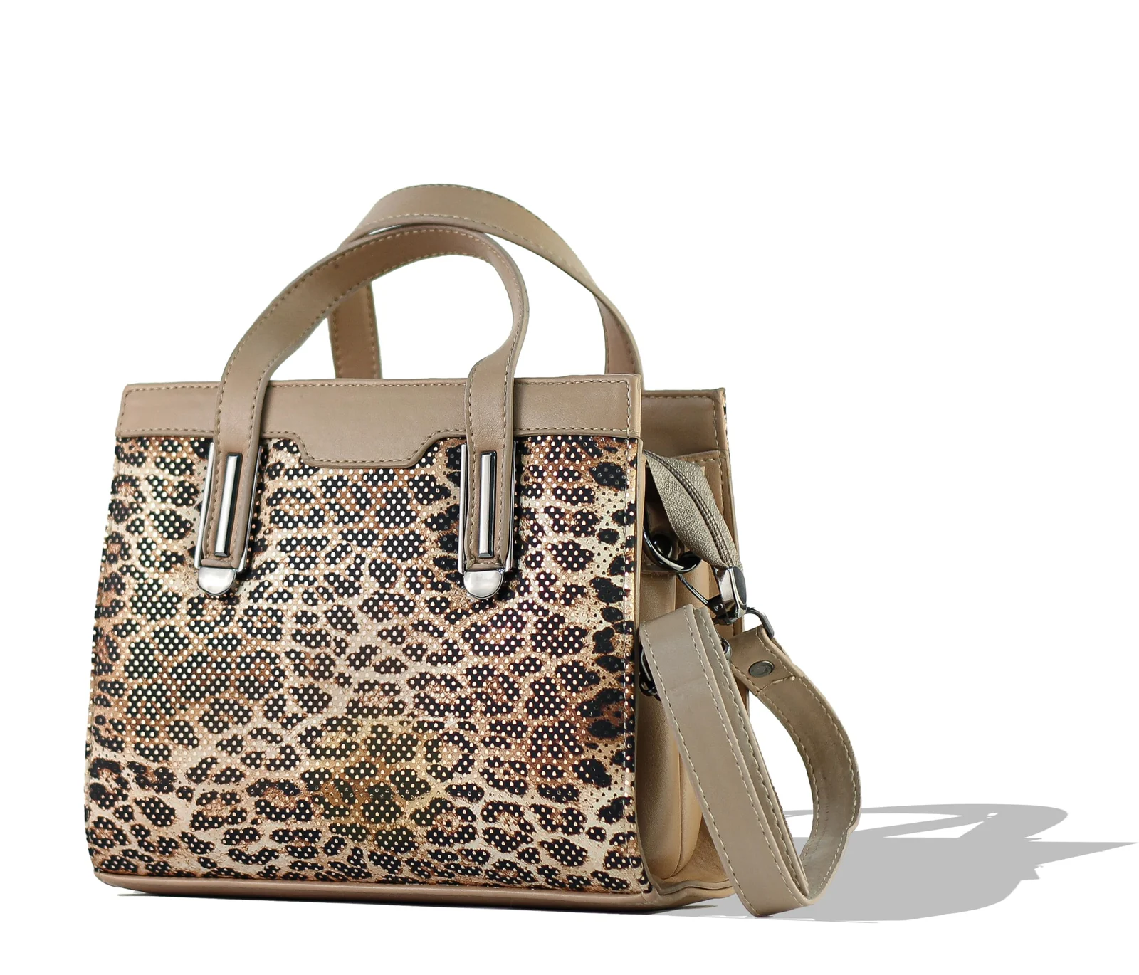 Mobigon Elegant Women’s Handbag with Shoulder Strap, Textured Leather Baguette Purse with Gold Clasp, Magnetic Snap & Zipper Compartments, Structured Top Handle Bag for Work & Daily Use