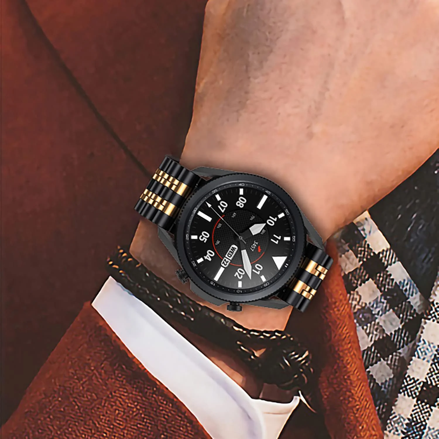 DL3 Mobilak Metal Band 20MM Strap for Samsung Gear Sport, Watch 4/5/5 Pro, S2 Classic, Active 2 40mm 44mm, Amazfit GTS 3/4/4 Mini, Bip 3/Pro/U, GTS 2 Mini/2e - Black & Rose Gold