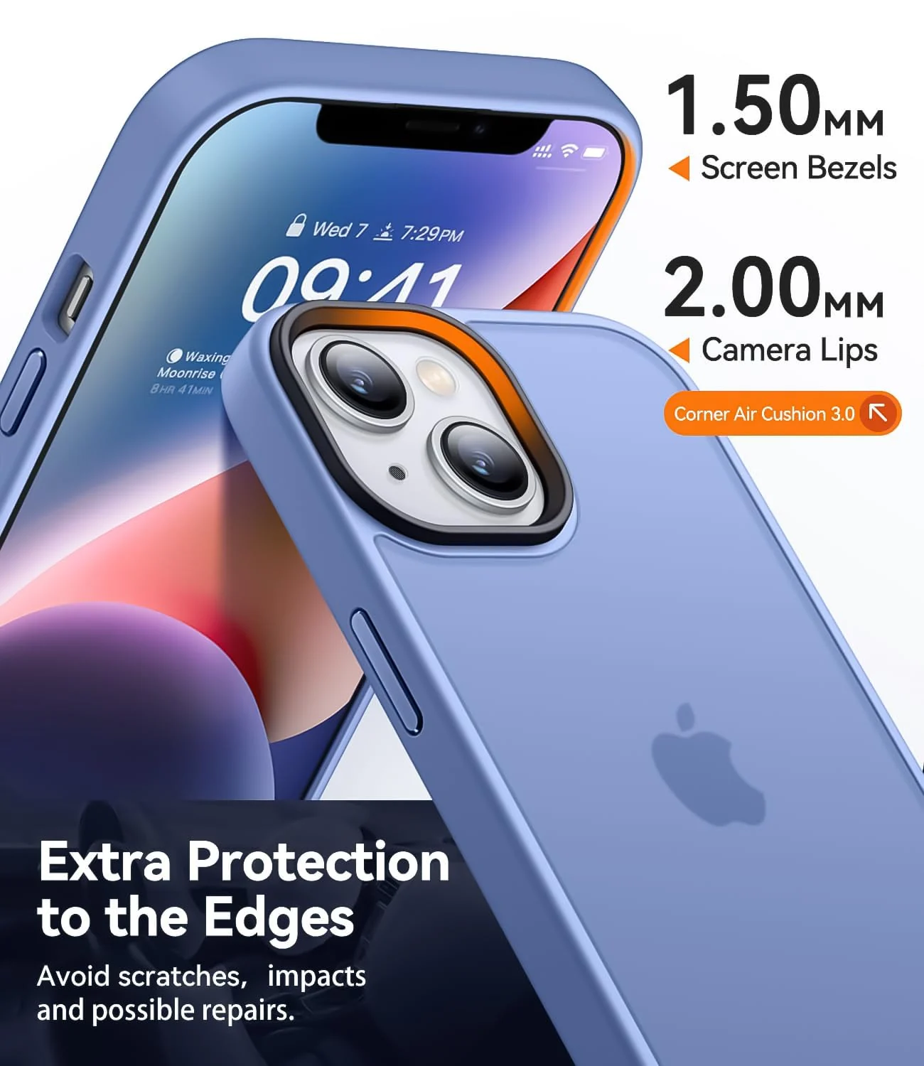 DL3 Mobilak Translucent Matte Case for iPhone 15 + Plus / iPhone 14 Plus 6.7-Inch, Supports wireless charging, Camera protection, Shock-absorbing protection - Light Blue