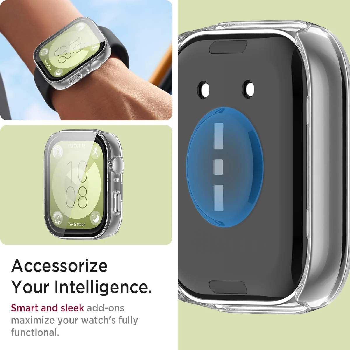 DL3 Mobilak Case Compatible with Huawei Watch Fit 3, Full Coverage Slim Hard Case Protective Bumper Built-in Tempered Glass Screen Protector Shell for Huawei Watch Fit 3 - Clear