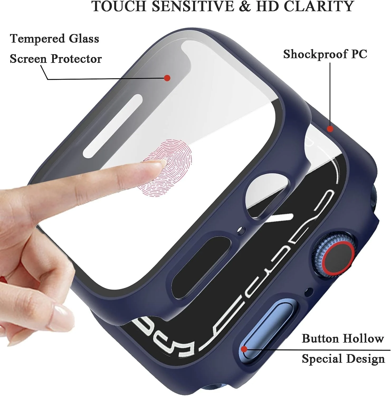DL3 Mobilak Hard Case Designed for Apple Watch SE 6 5 4 40mm, Built-in 9H [HD Clear] Tempered Glass Screen Protector, [Full Protection] Slim Cover for iWatchSE 6 5 4 40mm - Blue