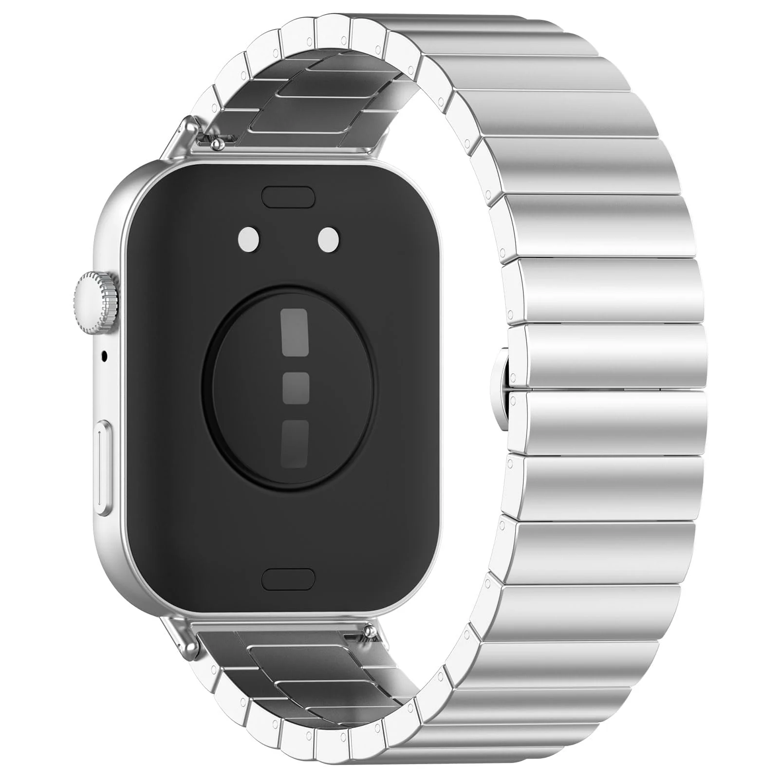 DL3 Mobilak Metal Straps Compatible with Huawei Watch Fit 3/Fit 4/Fit 4 Pro Strap, Stainless Steel Replacement Band with Folding Clasp, Adjustable Replacement Bracelet Wristband - A-silver