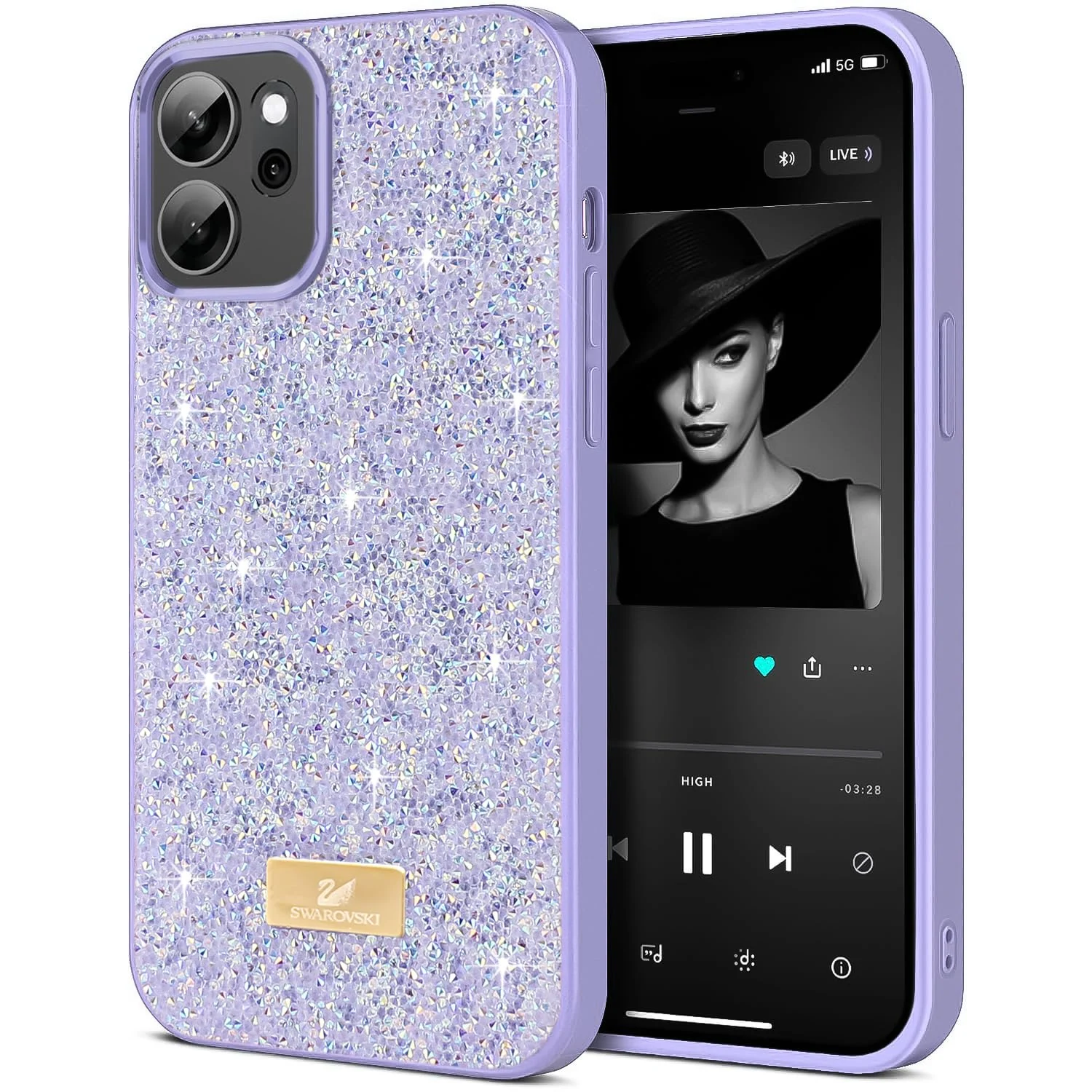 DL3 Mobilak Glitter Rhinestone Protective Case for OPPO Reno 14F with Shockproof Design