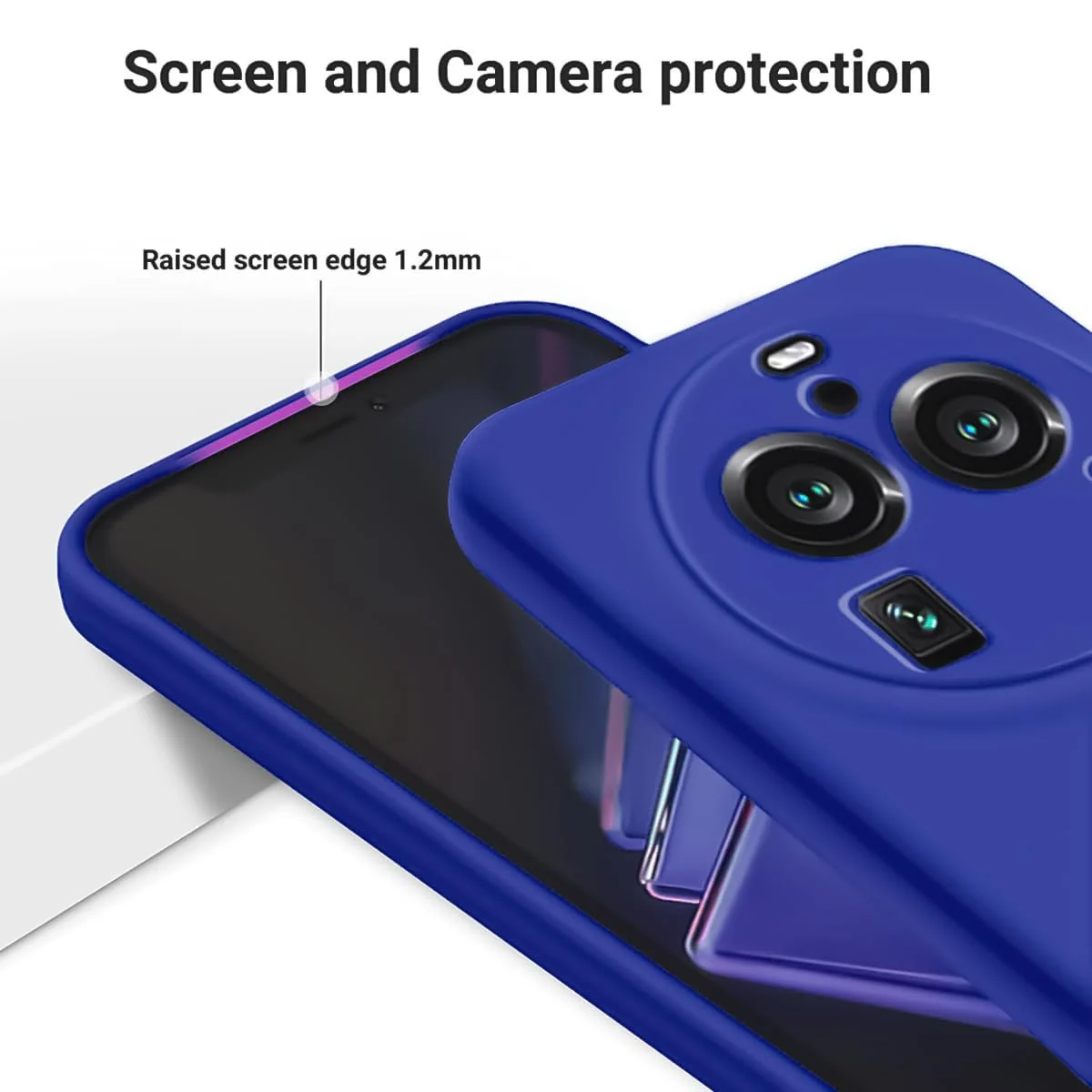 DL3 Mobilak Liquid Silicone Protective Case with Soft Microfiber Lining with Full Camera Protection for OPPO Find X6 Pro - Pepsi