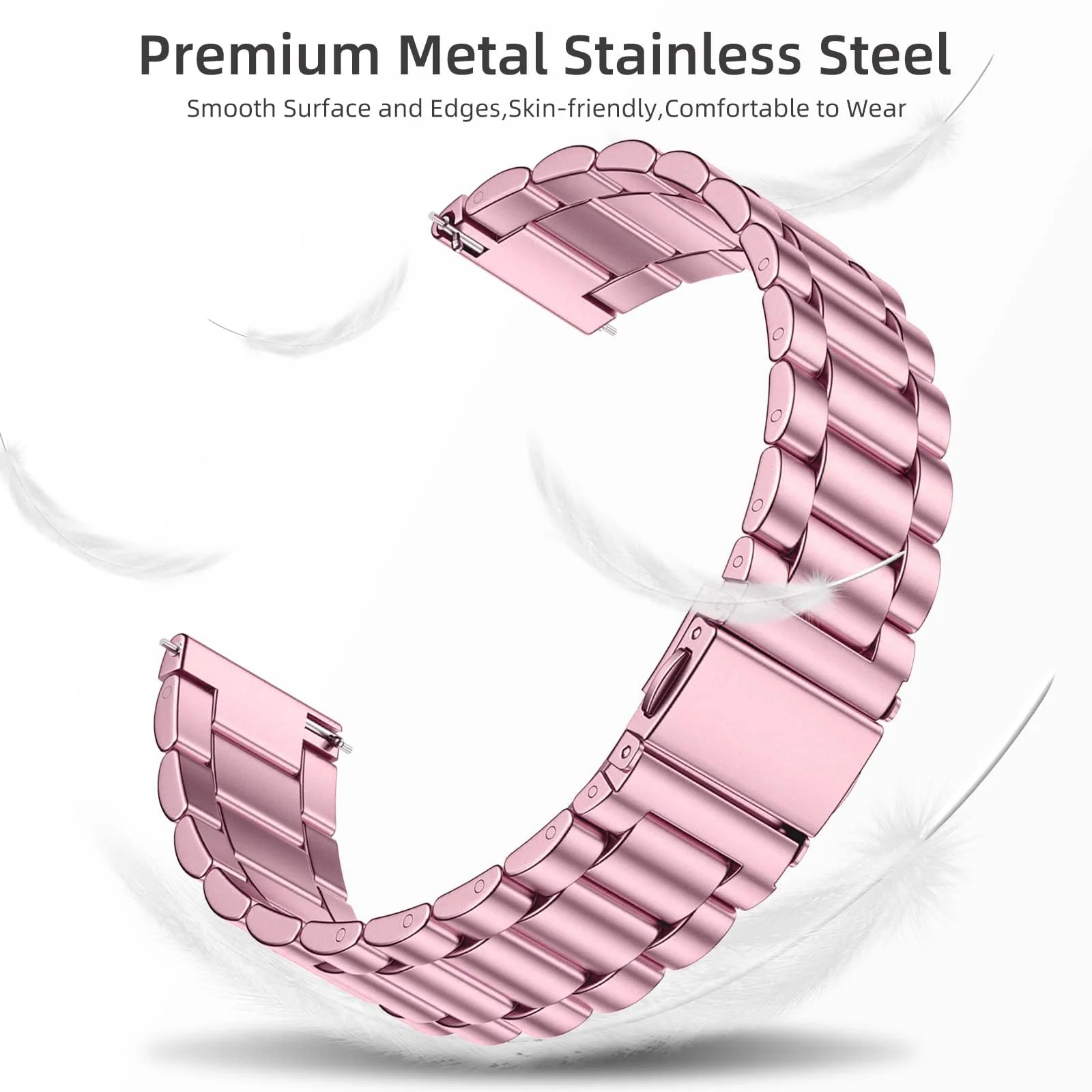 DL3 MOBILAK Adjustable Stainless-Steel Link Watch Strap for watches with 20mm lugs - Pink