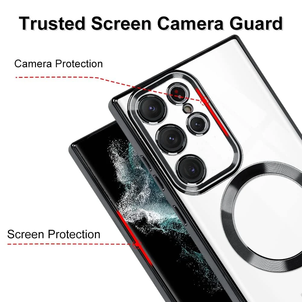 DL3 Mobilak Clear MagSafe-Compatible Magnetic Case for Samsung Galaxy Note 20 Ultra with Camera Protection and Shockproof Design - Black