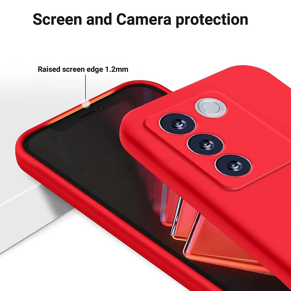 DL3 Mobilak Liquid Silicone Case for vivo V27e / vivo S16e, Shock-absorbing protection, Scratch-resistant surface, Soft microfiber lining - Red