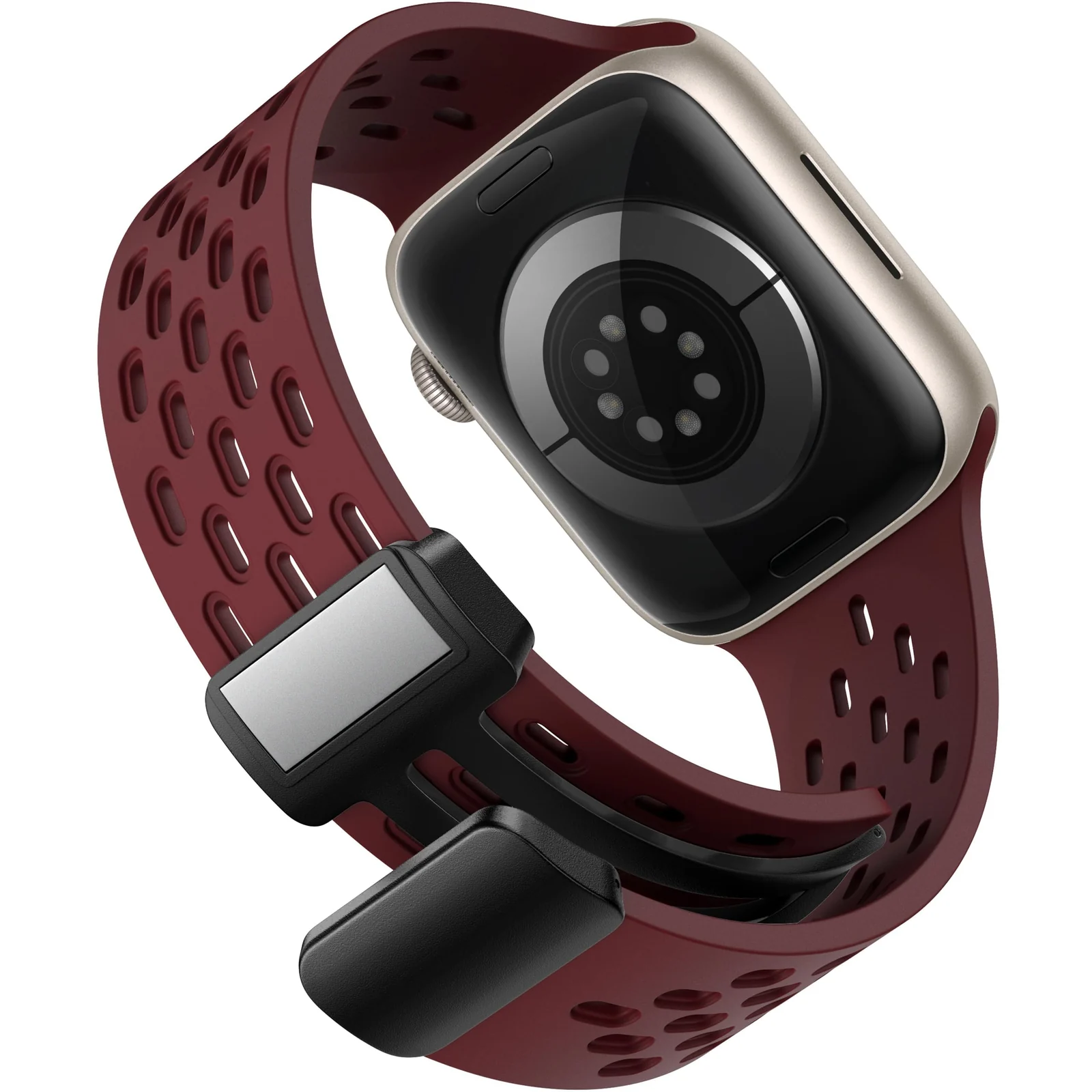 DL3 Mobilak Magnetic Bands for Apple Watch Band 49mm 46mm 45mm 44mm 42mm, Soft Silicone Magnetic Buckle Breathable Sport Watch Strap for iWatch Ultra2 Ultra SE SE2 Series 10 9 8 7 6 5 4 3 2 1 - Wine Red