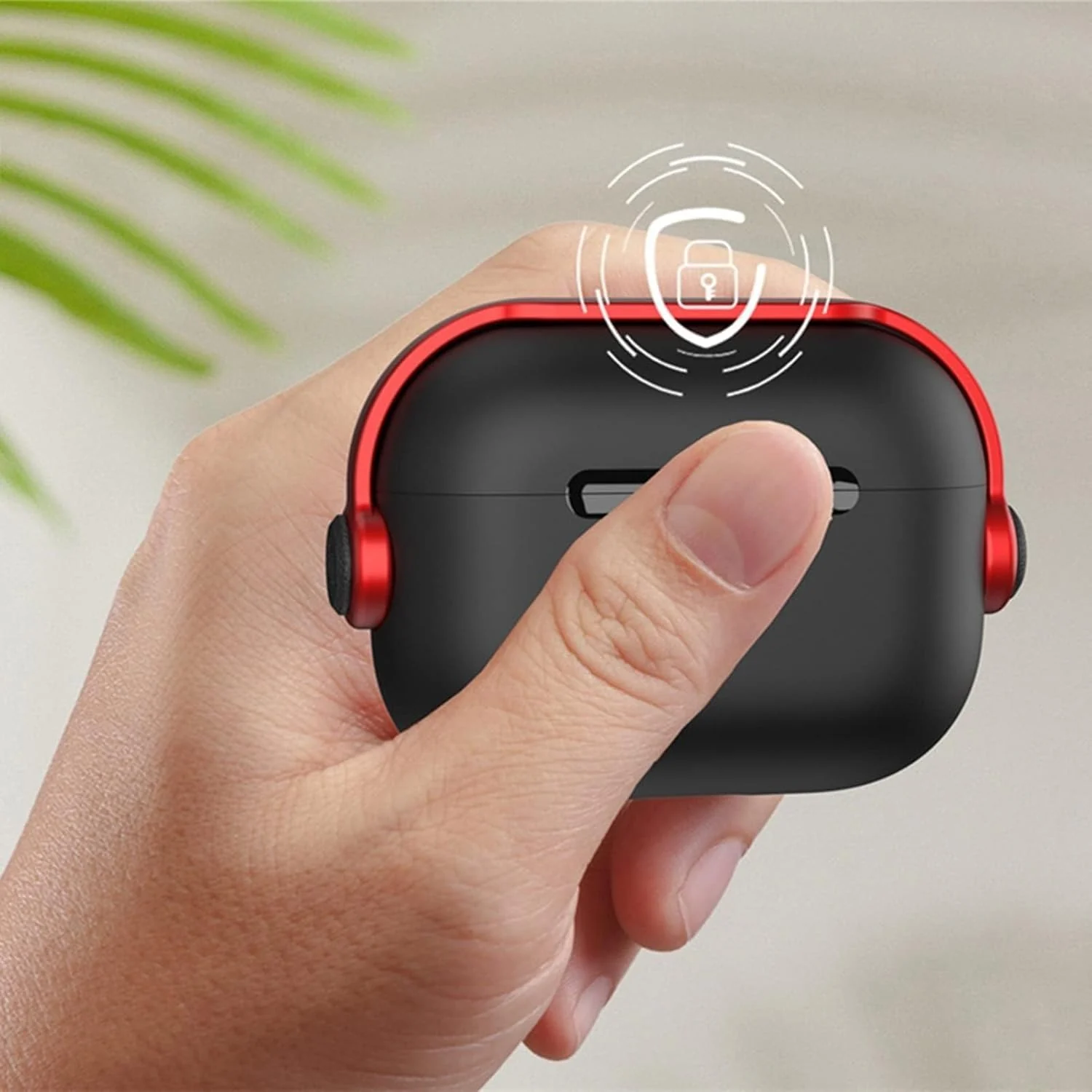 DL3 Mobilak Case for AirPods Pro 3 (2025) Protective [With Closure Lid] [Front LED Visible] [With Wrist Strap] Skin Case Compatible with (2025) AirPods Pro 3 - Black Red