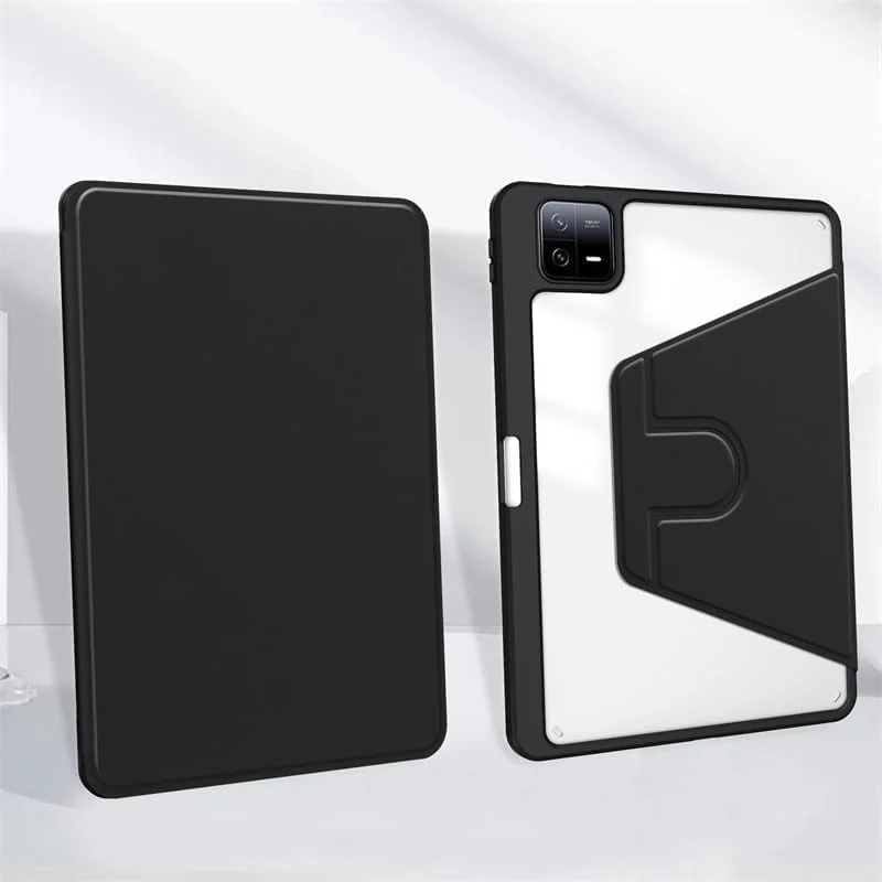 "DL3 Mobilak Case for Xiaomi Pad 6S Pro(for Xiaomi Pad 6S Pro 12.4"") Rotation Multi-angle Stand Slim Cover PU leather + Transparent Acrylic with Pen Holder Auto Wake/Sleep - Black"