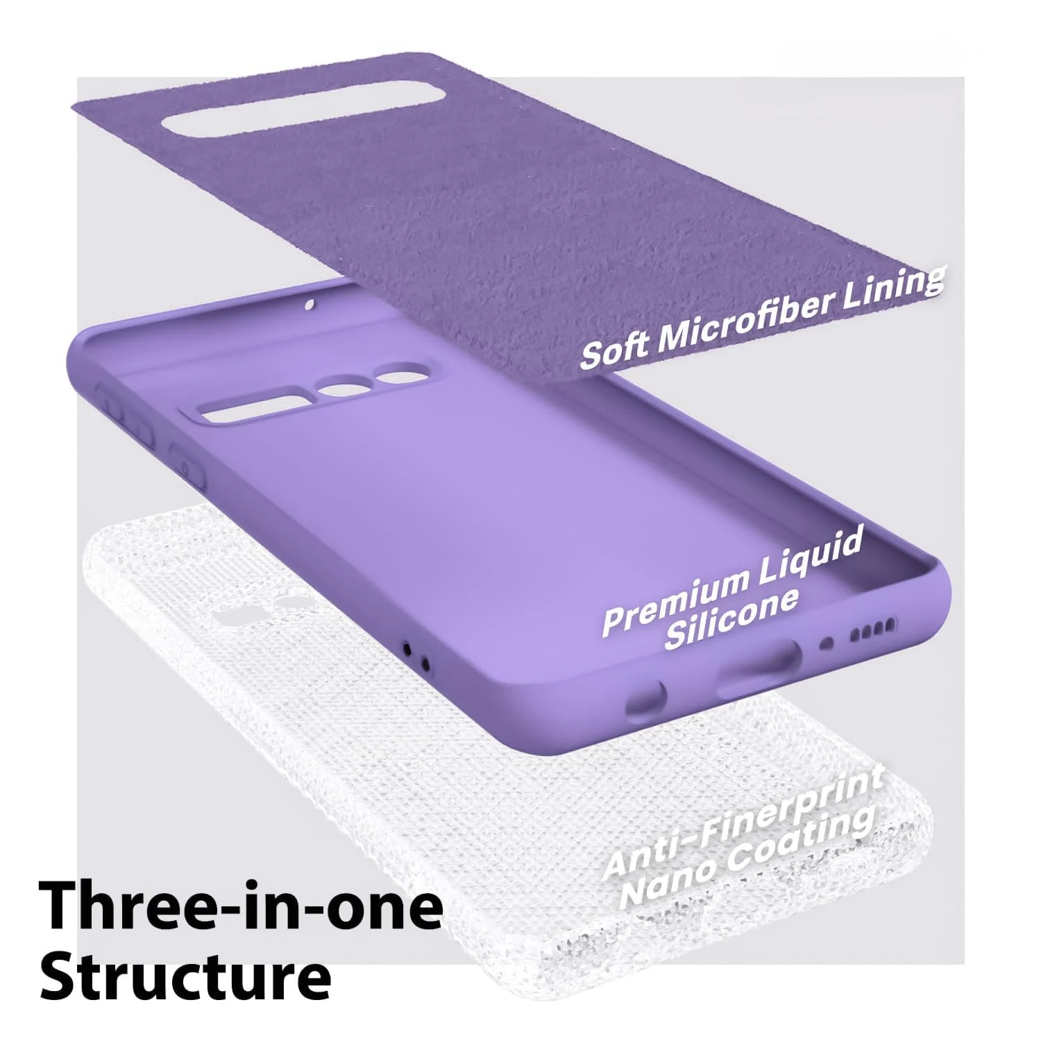 DL3 Mobilak Liquid Silicone Protective Case with Soft Microfiber Lining with Full Camera Protection for Samsung Galaxy S10+ Plus - Light Purple