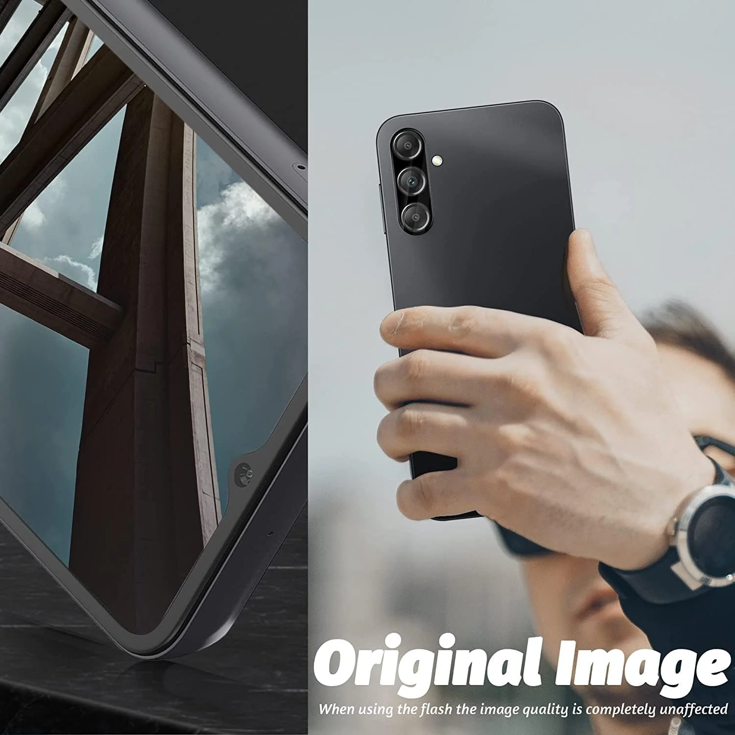 DL3 Mobilak Samsung Galaxy A34 5G Camera Lens Protector Tempered Glass Screen Protector HD [Full Coverage][Anti-Scratch] Drop Protection Ultra Clear/Thin Lens Protector Case - Black