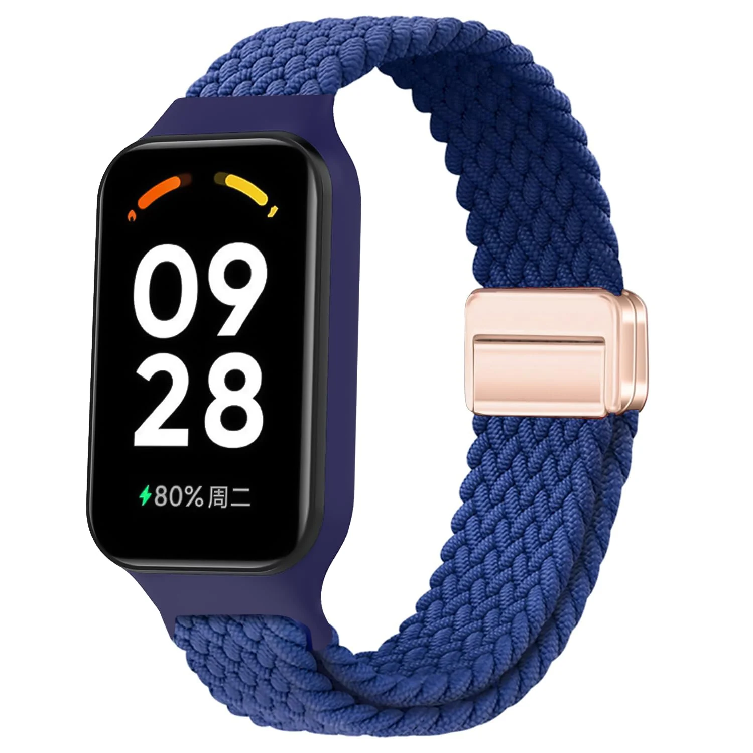 DL3 Mobilak Nylon Braided Band Compatible with Redmi Smart Band 2 / Xiaomi Smart Band 8 Active, Magnetic Elastic Strap Soft Breathable Adjustable Wristband for Men Women - Blue