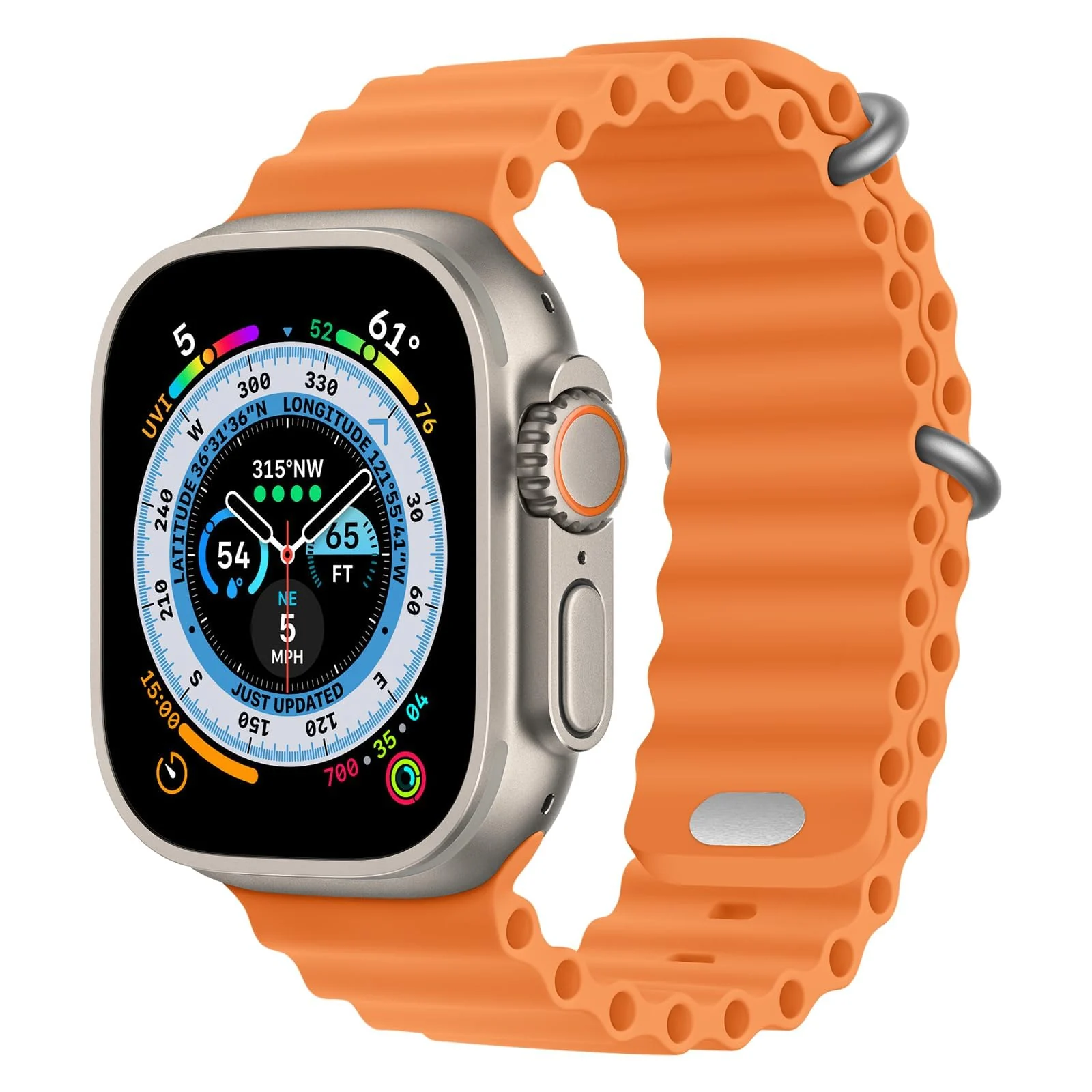 DL3 Mobilak Ocean Band For Apple Watch Ultra 49mm 45mm 44mm 42mm, Waterproof Soft Silicone Sport Wristbands Replacement Strap iWatch Ultra SE 8 7 6 5 4 3 2 1 (38MM/40MM/41MM) - Orange