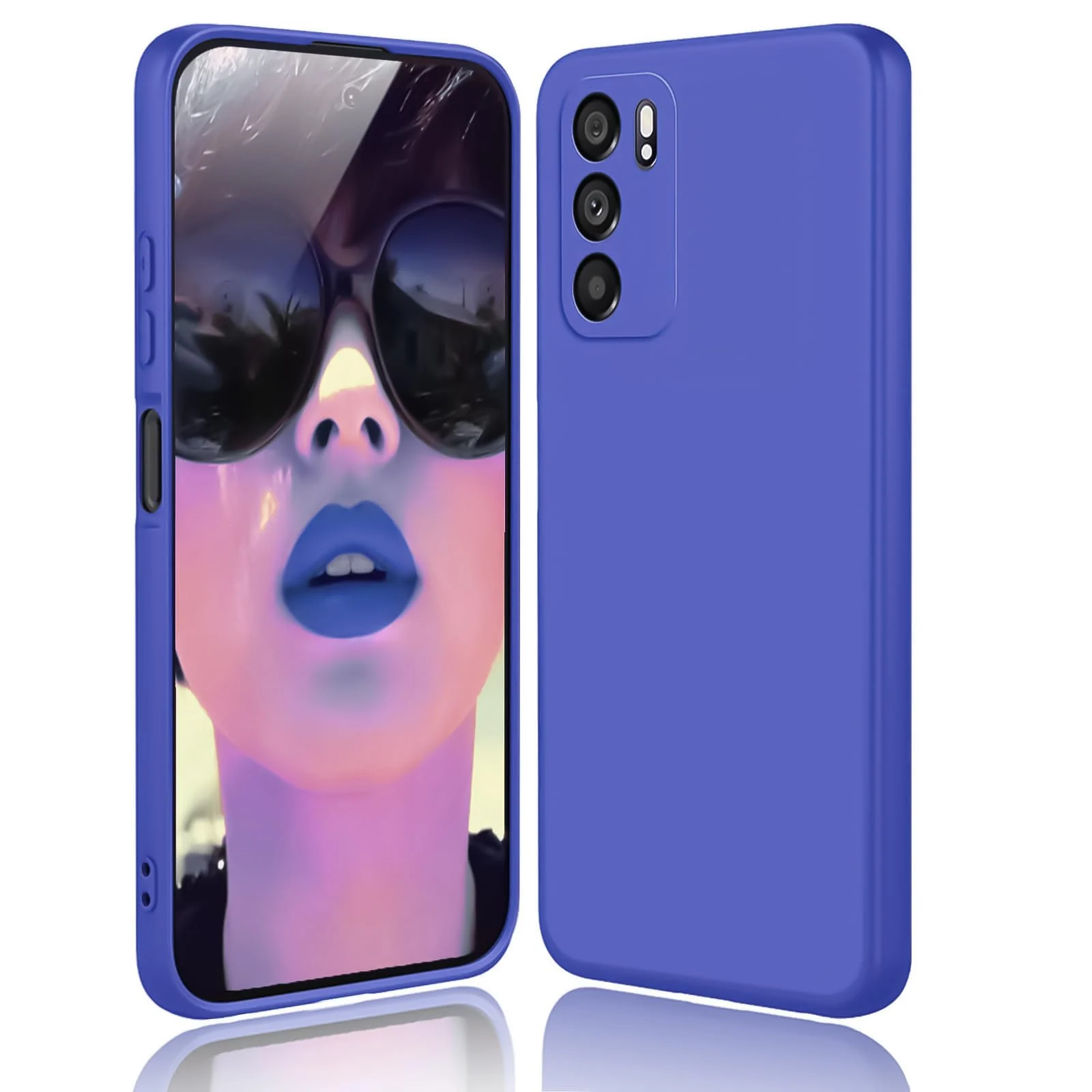 DL3 Mobilak Liquid Silicone Protective Case with Soft Microfiber Lining with Full Camera Protection for OPPO Reno 6 5G - Light Blue