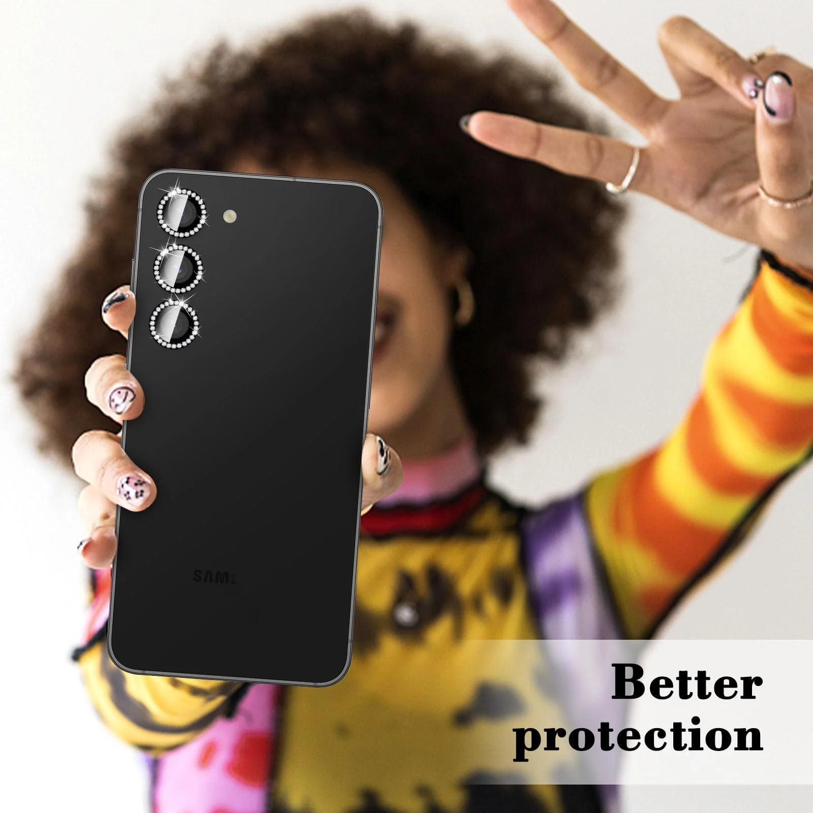 DL3 Mobilak Camera Lens Protector for Xiaomi Redmi 13C / Xiaomi Poco C65 Accessories, 9H Tempered Glass Metal Individual Ring Camera Cover Screen Protector, Case Friendly, Anti Scratch - Diamond Black