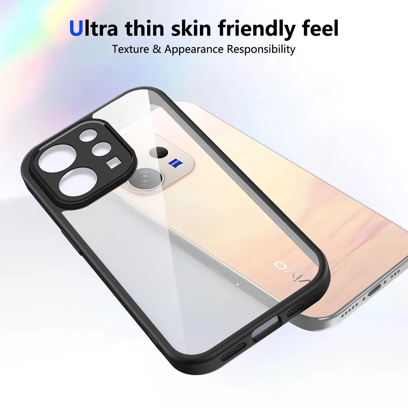 DL3 Mobilak Clear PC and TPU Protective Case for vivo V70 5G / vivo V70 Elite 5G with Camera Protection and Military-Grade Protection - Black