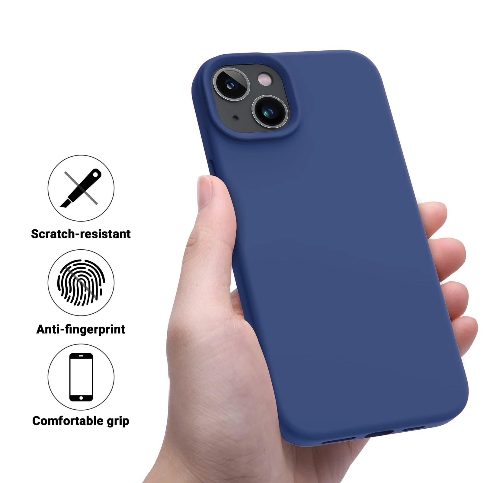 DL3 Mobilak Liquid Silicone Case for iPhone 15 Plus / iPhone 14 Plus, Supports wireless charging, Shock-absorbing protection, Scratch-resistant surface - Blue