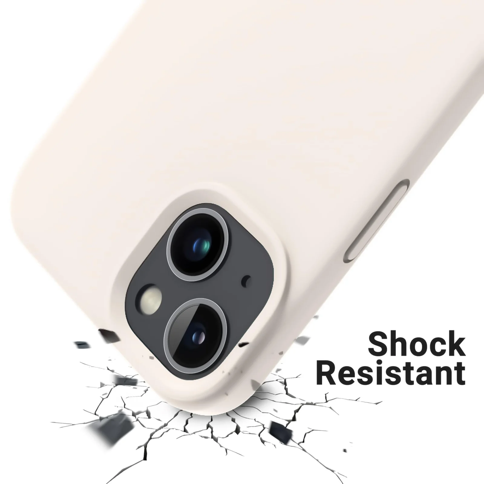DL3 Mobilak Liquid Silicone Protective Case for iPhone 15 with Camera Protection and Microfiber Lining - Cream
