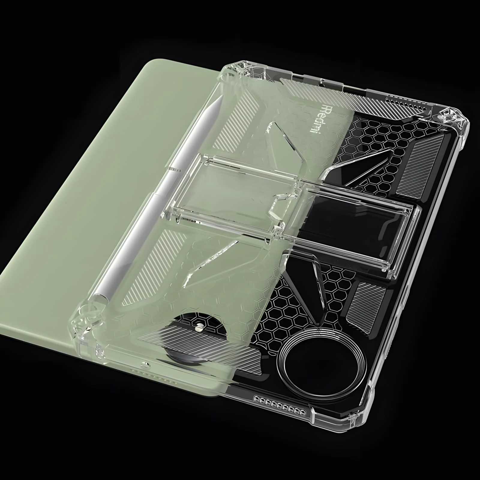 DL3 Mobilak Transparent Stand Case for Xiaomi Redmi Pad SE 8.7 Inch, SM-X110/X115/X117 Case Shockproof, Thin Slim Lightweight Anti-Yellowing Bumper, Kickstand Cover, with Pencil Holder - Clear