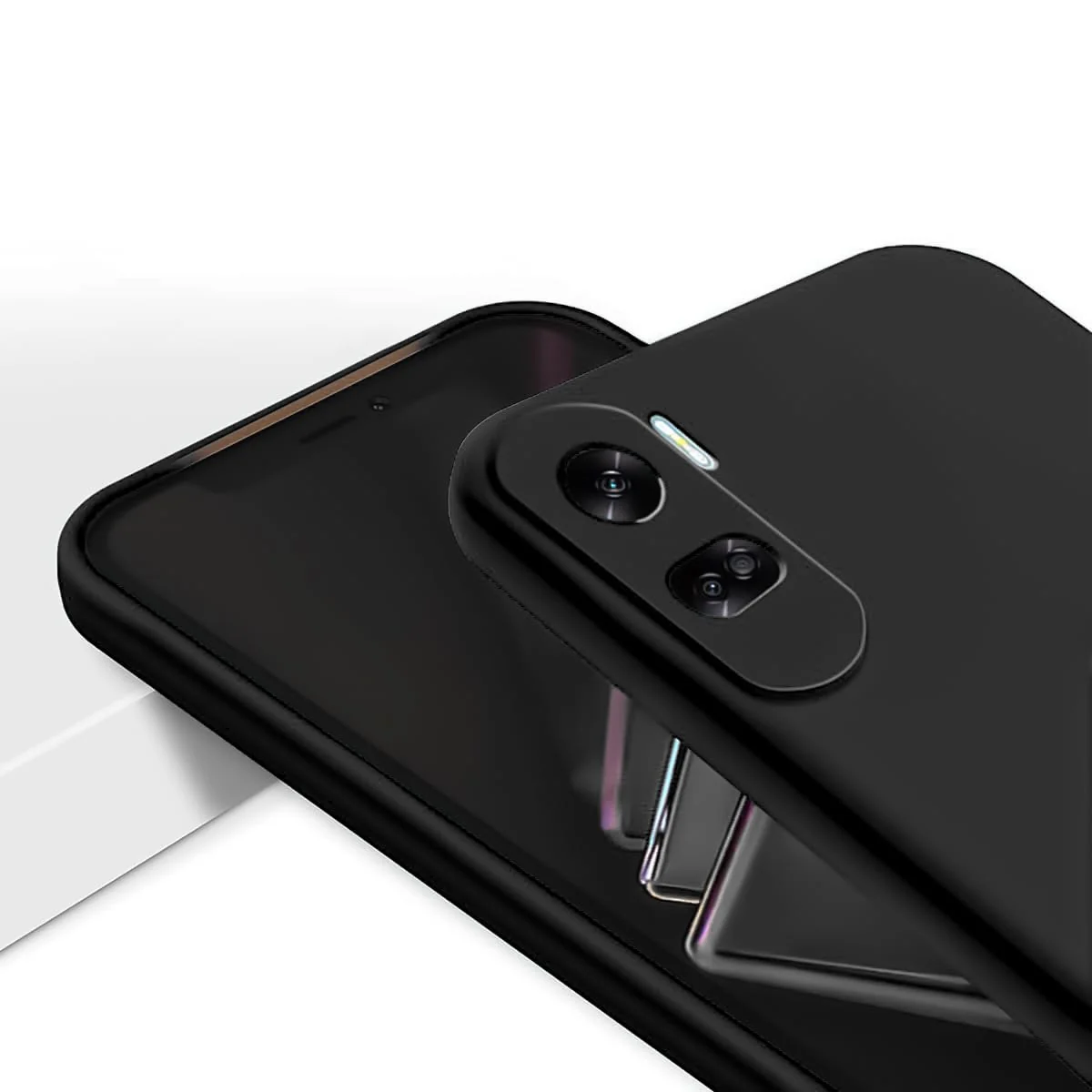 DL3 Mobilak Silicone Protective Case for Honor 90 Lite, Shock-absorbing protection, Scratch-resistant surface, Soft microfiber lining - Black