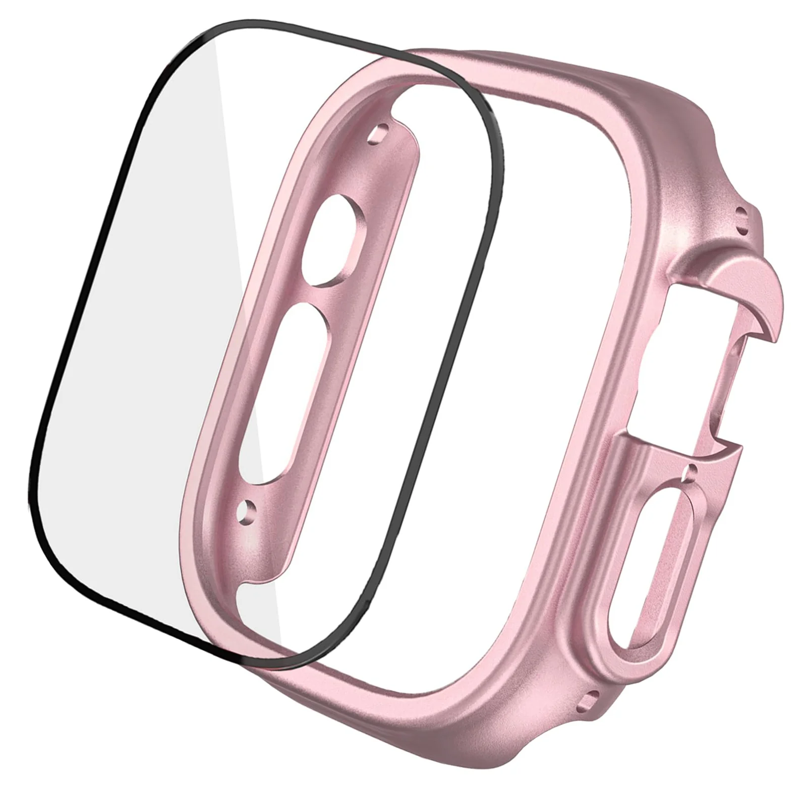 DL3 Mobilak Band with Case For Apple Watch Ultra/Ultra 2 49mm, Adjustable Silicone Sport Wristband Replacement, Strap With Cover Built-in Glass Screen Protector for iWatch Ultra 49 mm - Pink