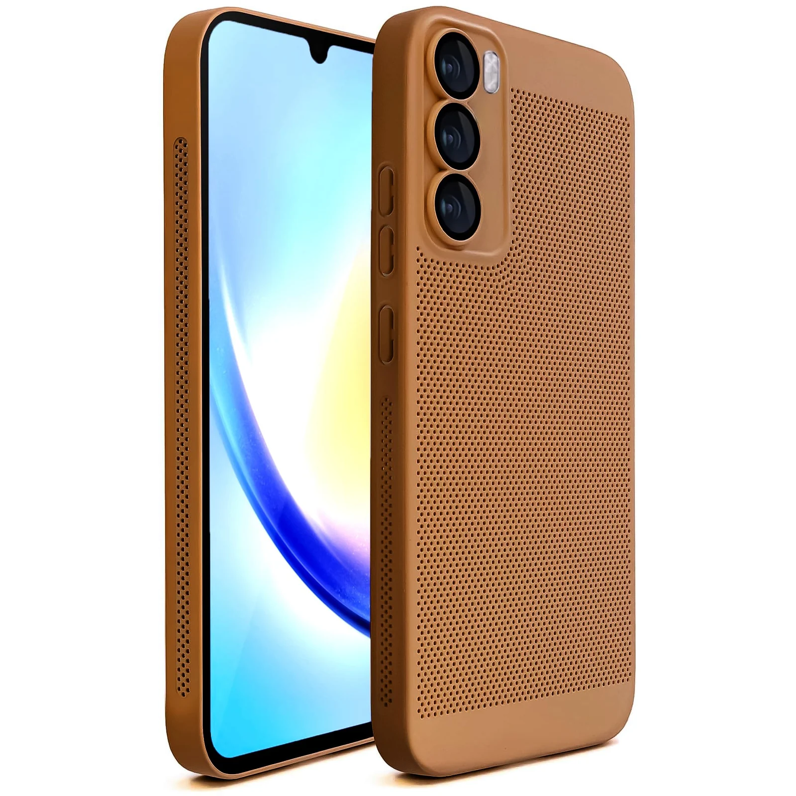 DL3 Mobilak Case for OPPO Reno12 5G Heat Dissipation with Built-in Camera Lens Protector Slim Fit Breathable Cooling Anti-Fingerprint Hard PC Back Shockproof Cover - Brown