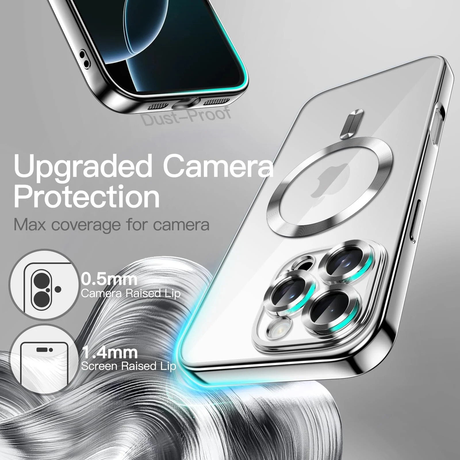 DL3 Mobilak Plated-Edge Protective Case for iPhone 16 Pro 6.3-Inch, Compatible with MagSafe accessories, Supports wireless charging, Shock-absorbing protection - Silver