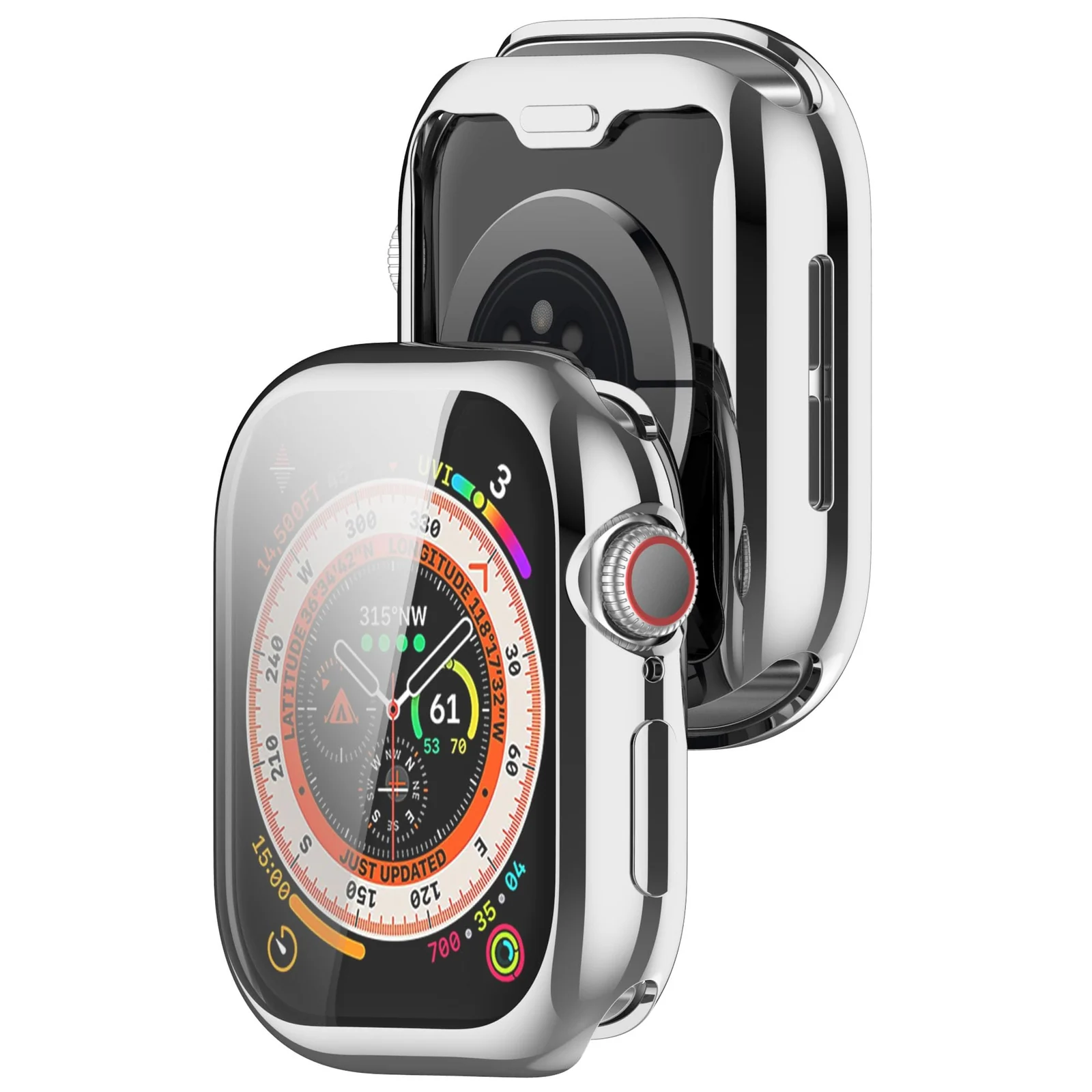 DL3 Mobilak Case Compatible with Apple Watch Series 11/10 46mm Case All-Around with Built-in Screen Protector Watch Soft TPU Shockproof Cover Slim Guard Thin Bumper Shell Protector - Silver