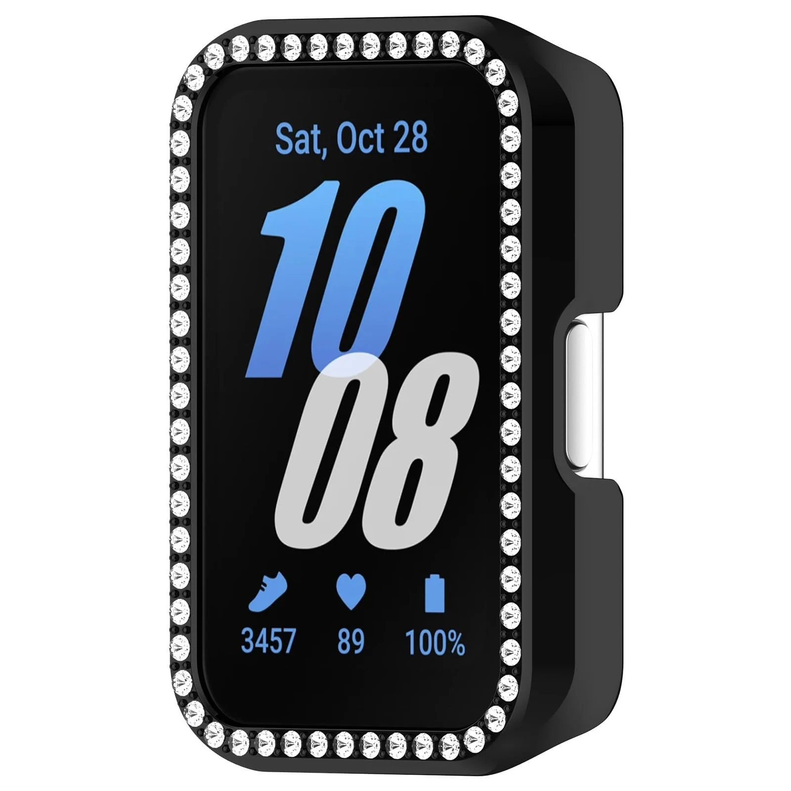 DL3 Mobilak Compatible with Huawei Watch Fit Case Replacement Bling Crystal Protector Case Cover Frame Plating Metal Color PC Shockproof Case Guard Thin Bumper Shell for Huawei Watch Fit - Black