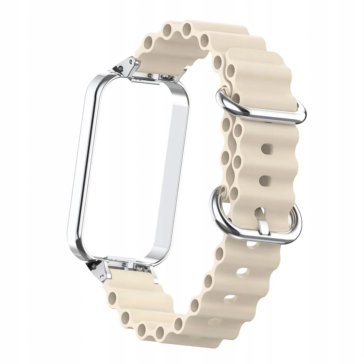 DL3 Mobilak Ocean Replacement Strap Compatible with Xiaomi Redmi Band 2/ Xiaomi Smart Band 8, Adjustable Silicone Strap with Metal Buckle, Women Men Active Band - Beige