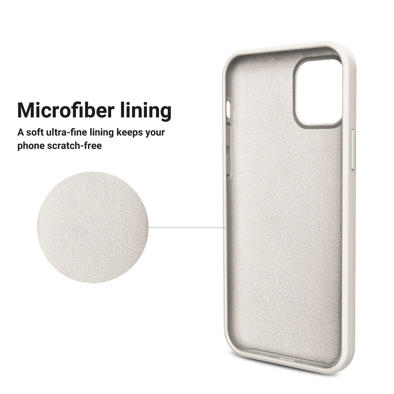 DL3 Mobilak Liquid Silicone Case for iPhone 12 Pro Max (6.7 Inch), Shock-absorbing protection, Scratch-resistant surface, Soft microfiber lining - Cream