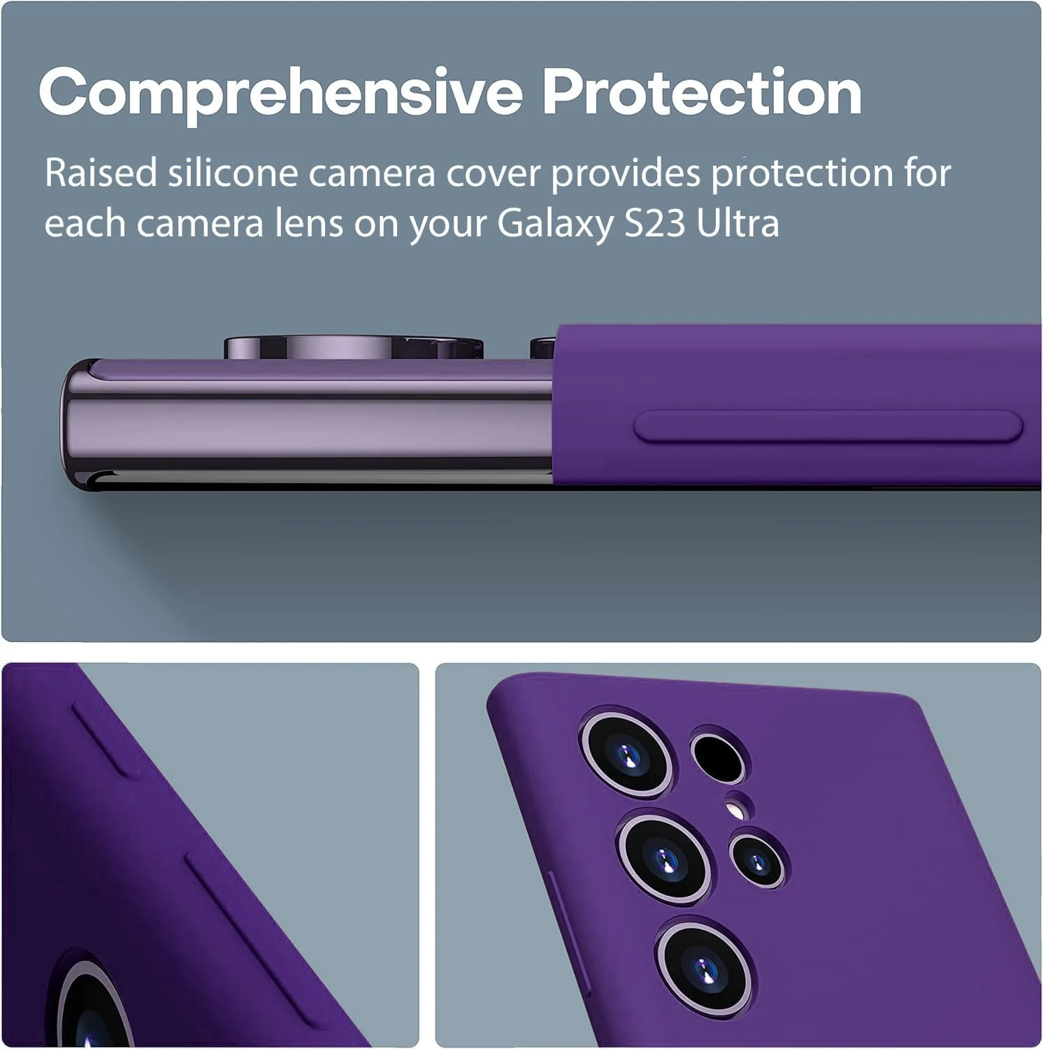 DL3 Mobilak Silicone Protective Case for Samsung Galaxy S24 Ultra, Shock-absorbing protection, Built-in kickstand, Integrated ring holder - Purple