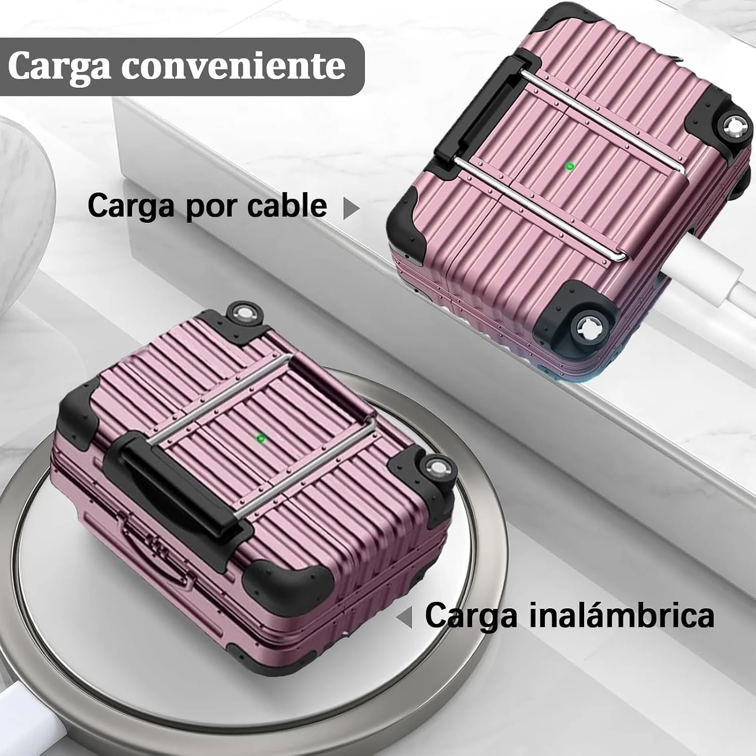 MOBIGON Suitcase-Style Hard Earbuds Case with Keychain for Apple AirPods Pro 1 / 2, Lavender Purple