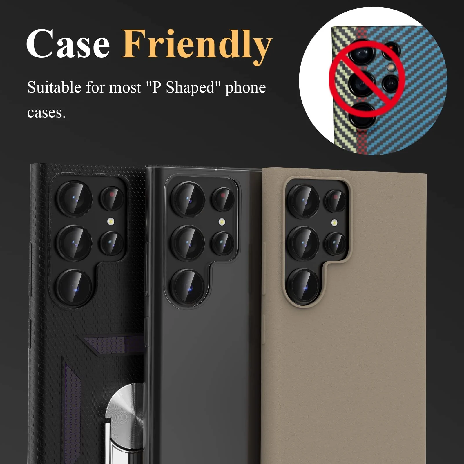 DL3 Mobilak Camera Lens Protector for Samsung Galaxy S23 Ultra, Camera protection, Shock-absorbing protection, Scratch-resistant surface - Black
