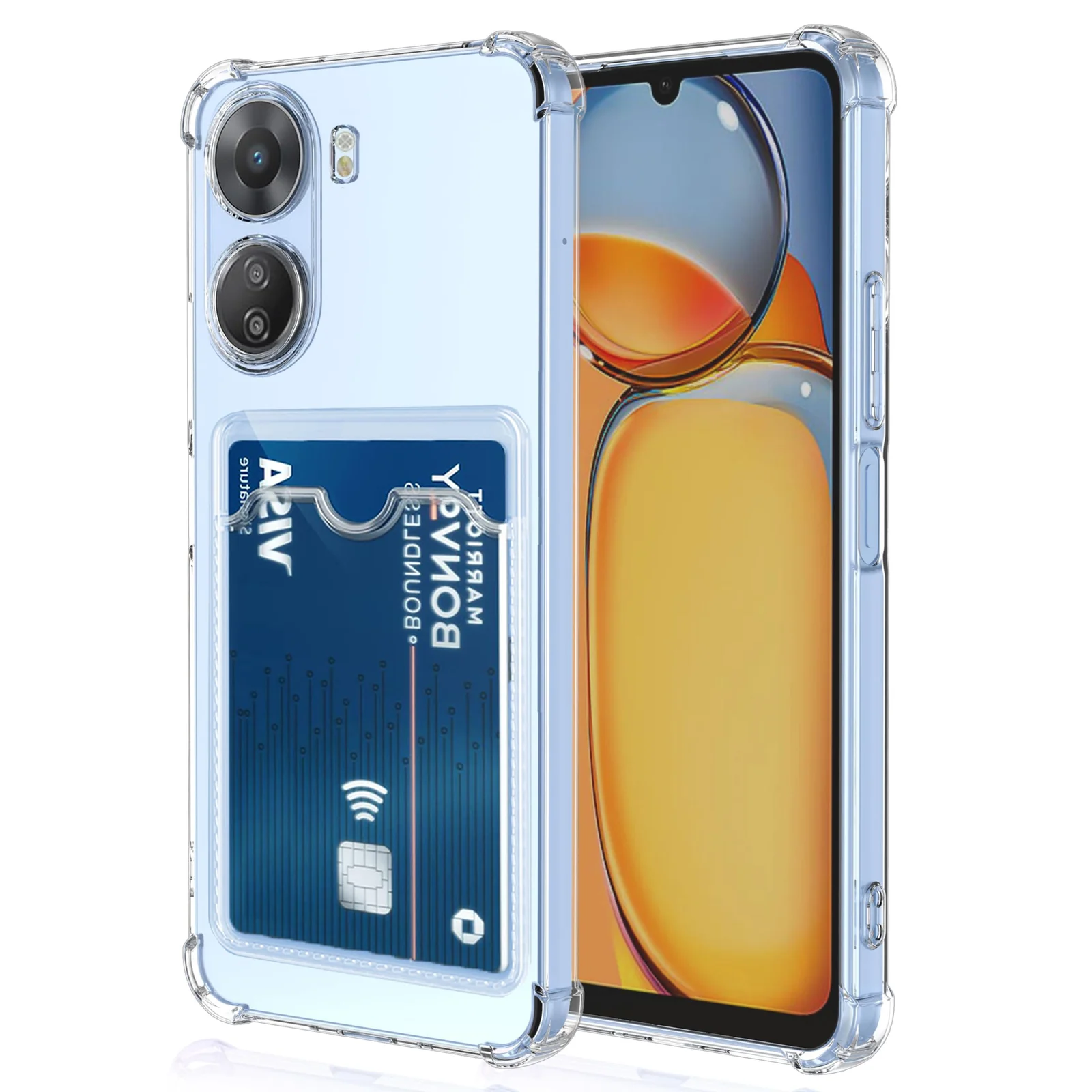 DL3 Mobilak Clear TPU Wallet Case with Card Slot and Camera Protection for Xiaomi Redmi 13C 4G / Poco C65 - Clear